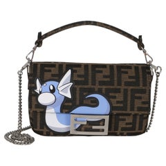 Fendi X FRGMT X POKEMON Brown FF Jacquard Fabric Dratini Mini Baguette Bag