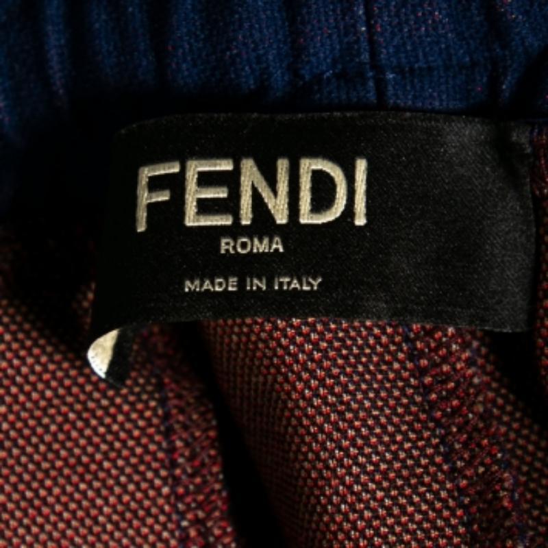 Fendi x Hey Reilly Blue Jersey Logo Tape Trimmed Trackpants L In Excellent Condition For Sale In Dubai, Al Qouz 2