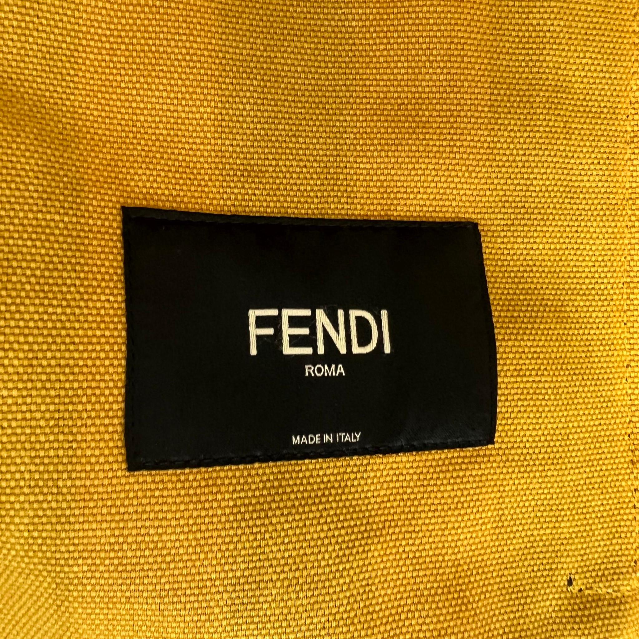 FENDI x JOHN BOOTH Size 40 Yellow Blue Stripe Cotton Lamb Fur Denim Jacket 3