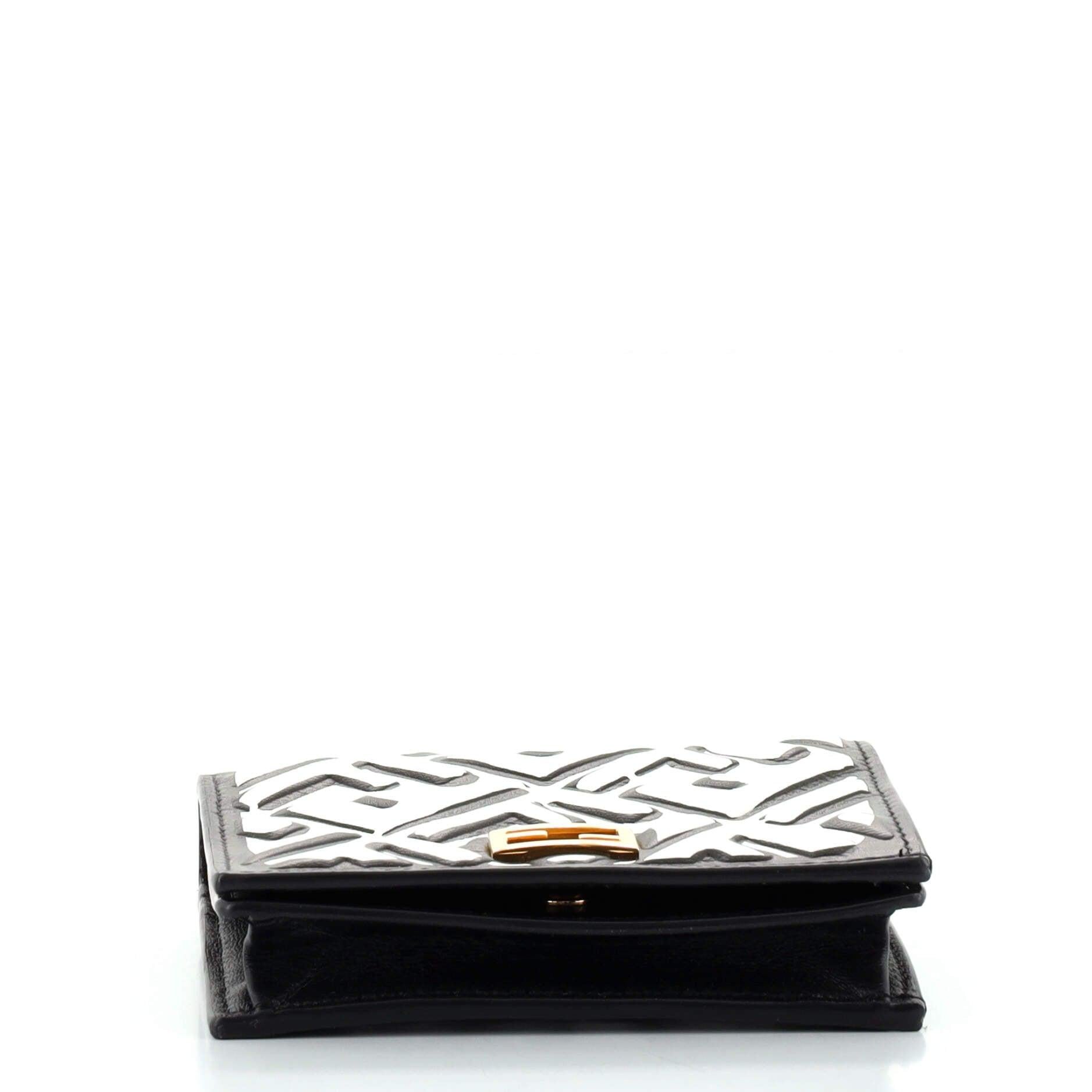 Fendi x Joshua Vibes Black White FF Embossed Printed Zucca Leather Compact In Good Condition In Irvine, CA