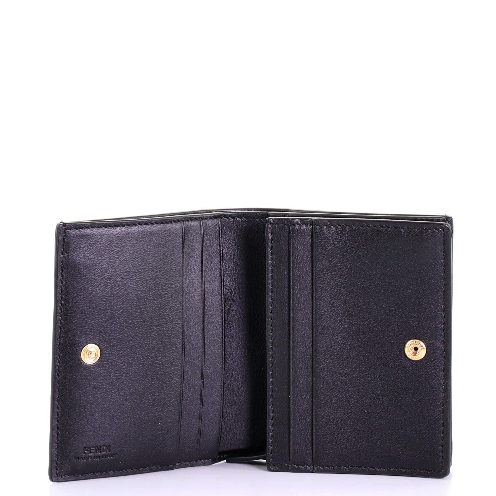Women's Fendi x Joshua Vibes Black White FF Embossed Printed Zucca Leather Compact