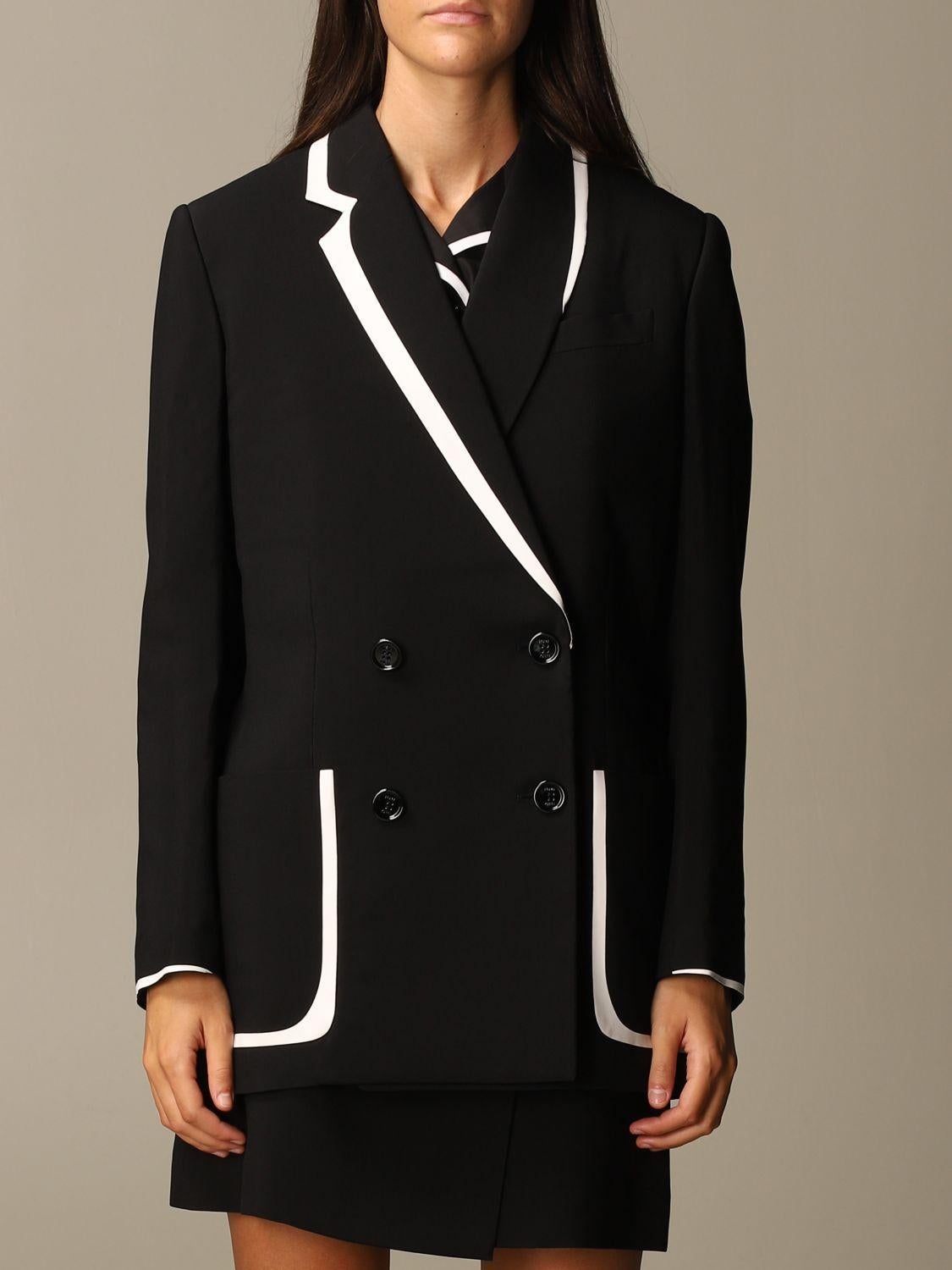 FENDI x JOSHUA VIDES black viscose 2020 CONTRAST TRIM Blazer Jacket 40 S For Sale 2