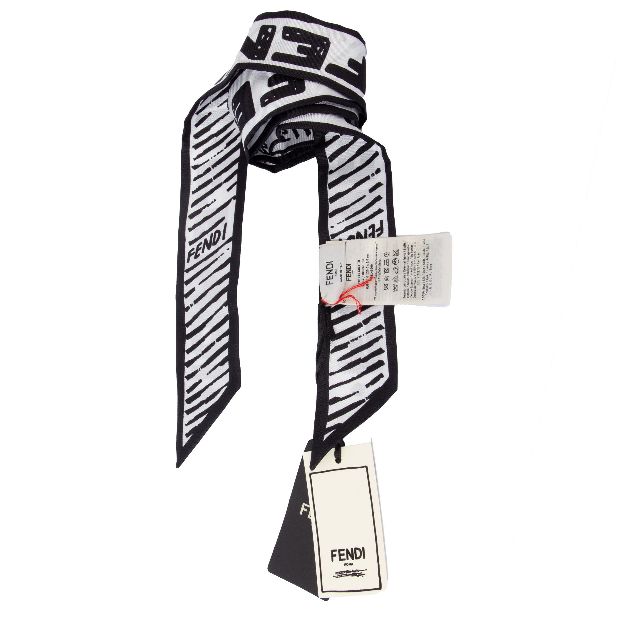 100% authentic Fendi x Joshua Vides 'Wrappy' twilly in black and white silk (100%). Brand new, with tags. Comes with box.

Measurements
Height	5cm (2in)
Length	120cm (46.8in)

All our listings include only the listed item unless otherwise specified