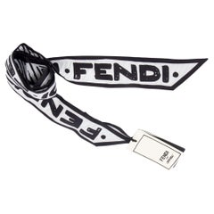 FENDI x JOSHUA VIDES black & white silk WRAPPY Twilly Scarf