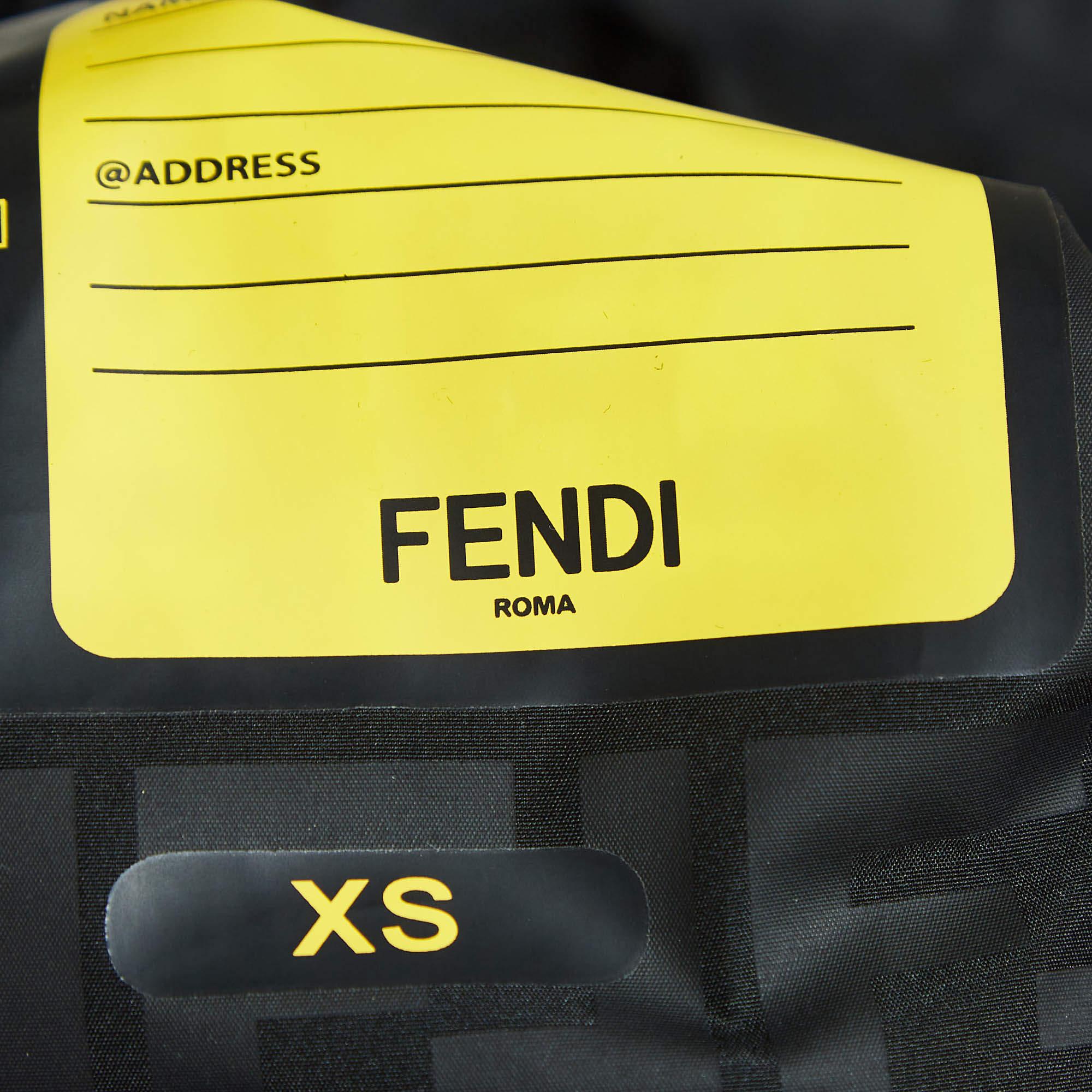 Fendi x K-Way Giacca Bomber reversibile nera sintetica XS in vendita 1