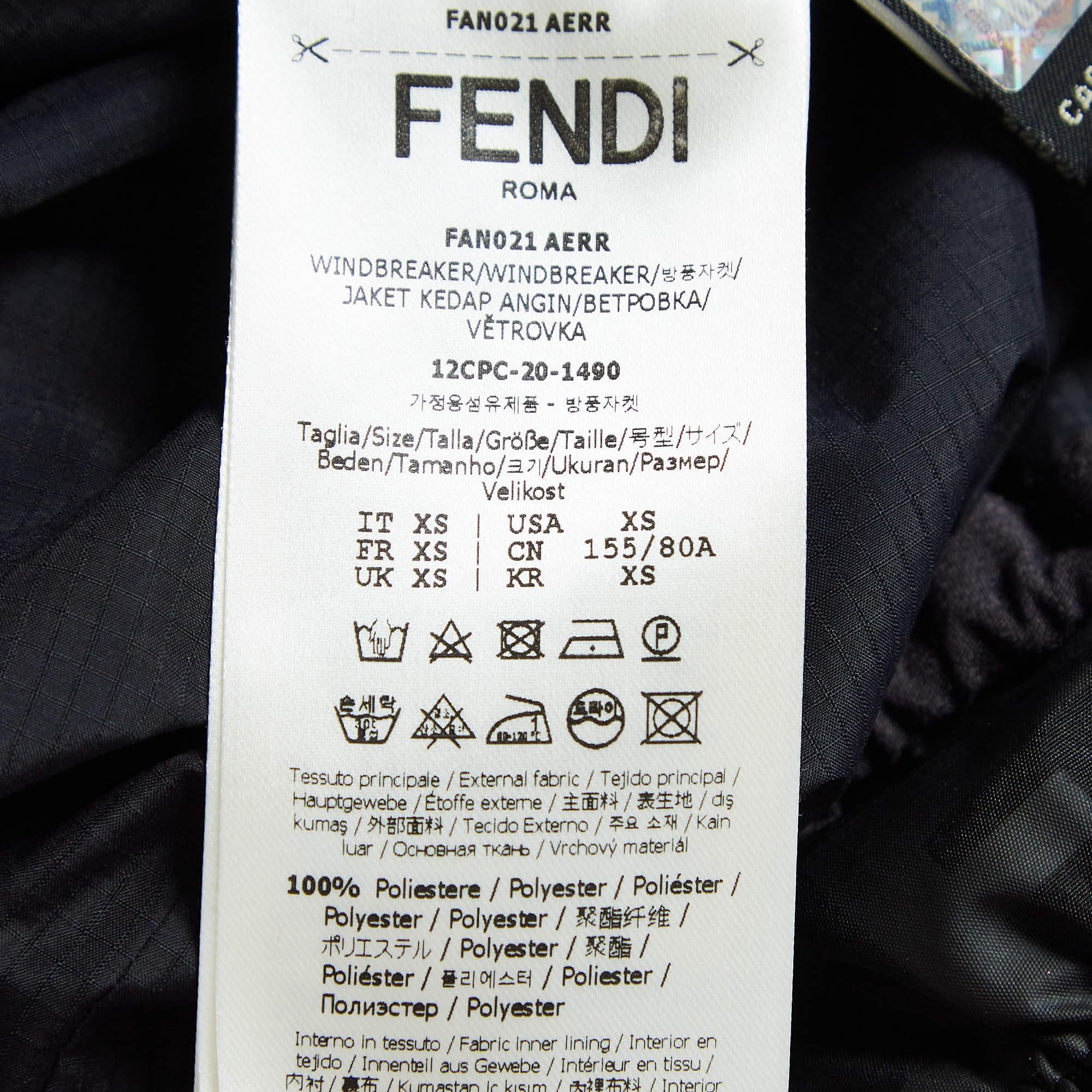 Fendi x K-Way Giacca Bomber reversibile nera sintetica XS in vendita 2