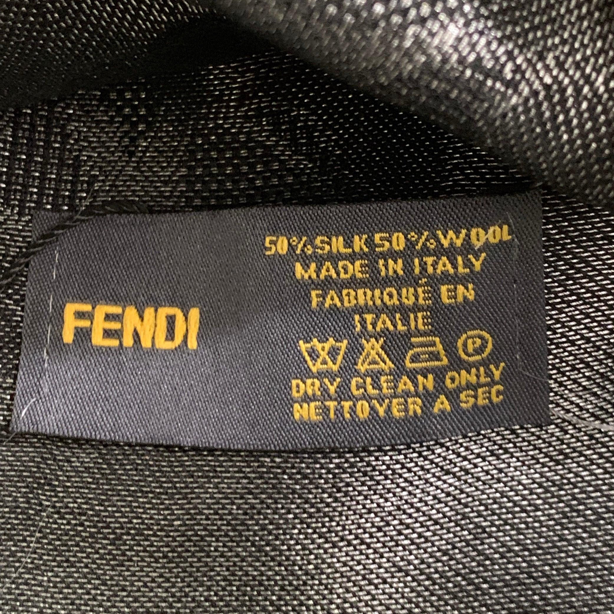 Men's FENDI x KARL LAGERFELD Karl Lover Silver Black Silk Wool Scarf Shawl