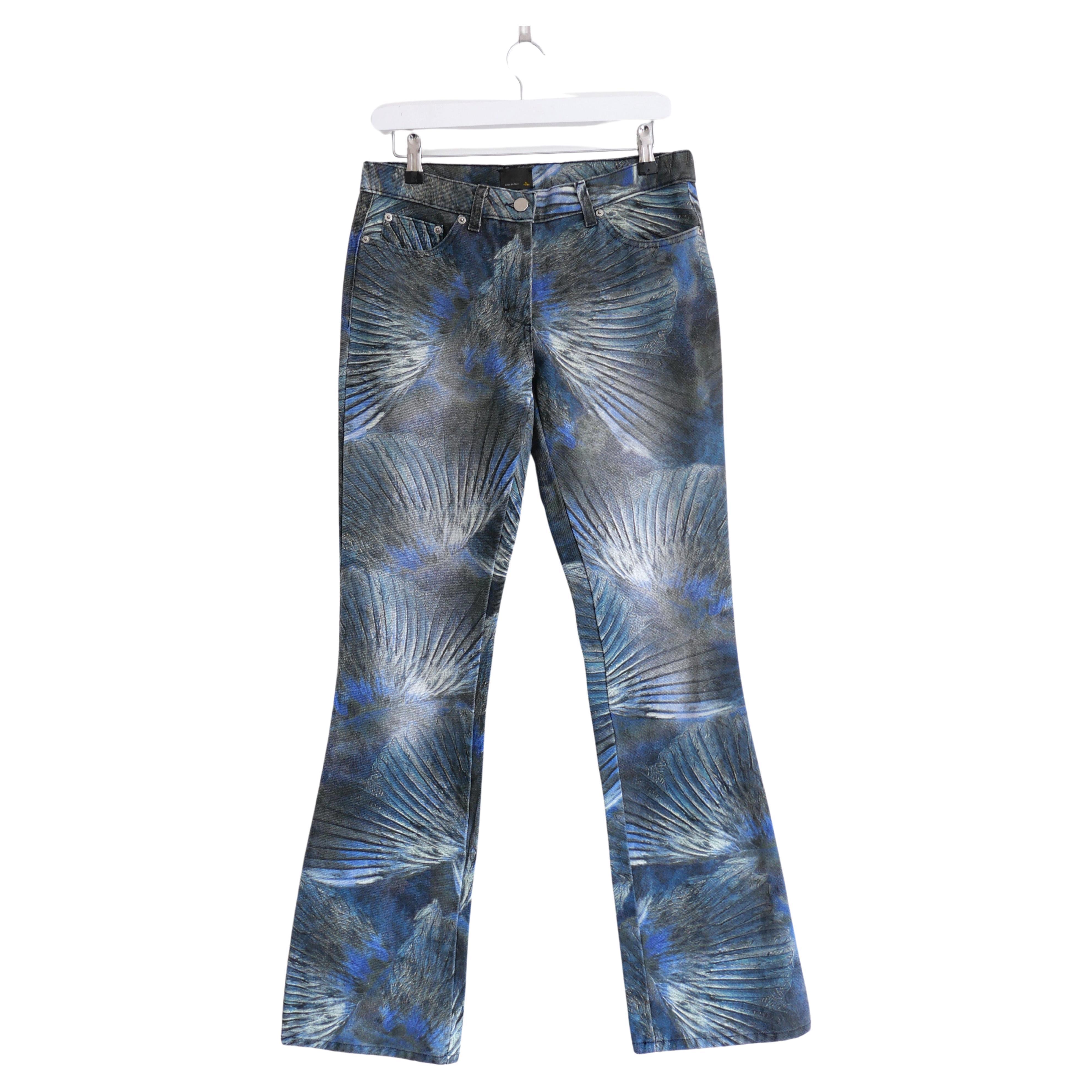 Fendi x Karl Lagerfeld Vintage Spring 2003 Feather Print Jeans For Sale