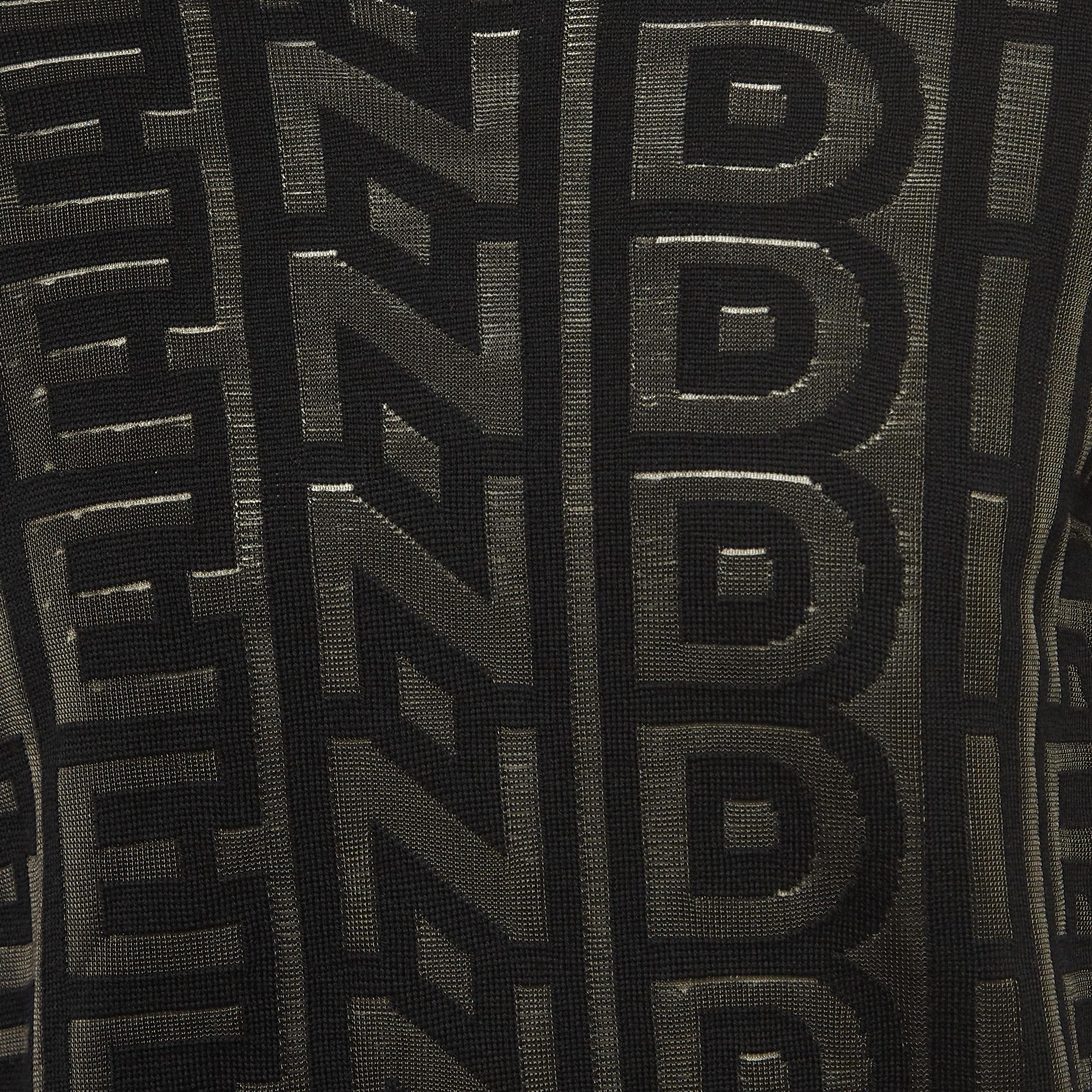Fendi X Marc Jacobs Black Logo Intarsia Knit Crew Neck Sweatshirt M In Excellent Condition For Sale In Dubai, Al Qouz 2