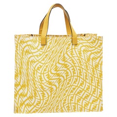 Fendi x Sarah Coleman Yellow FF Vertigo Canvas and Leather Shopper Tote