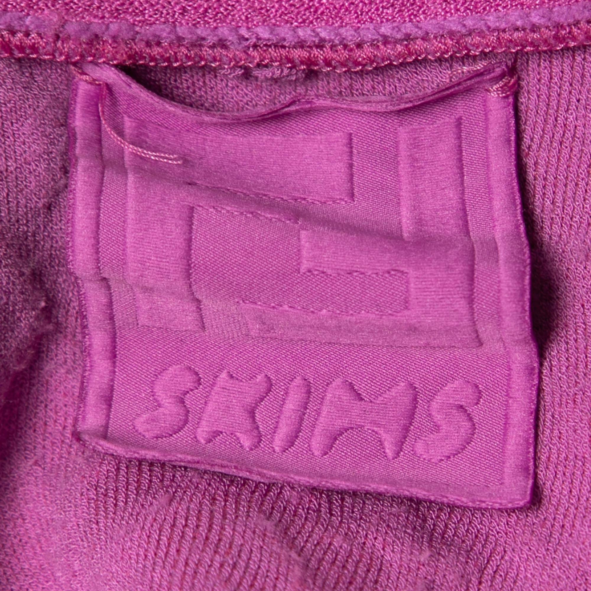 Fendi X Skims Pink Logo Embossed Knit Button Front Belted Cardigan  In Good Condition In Dubai, Al Qouz 2