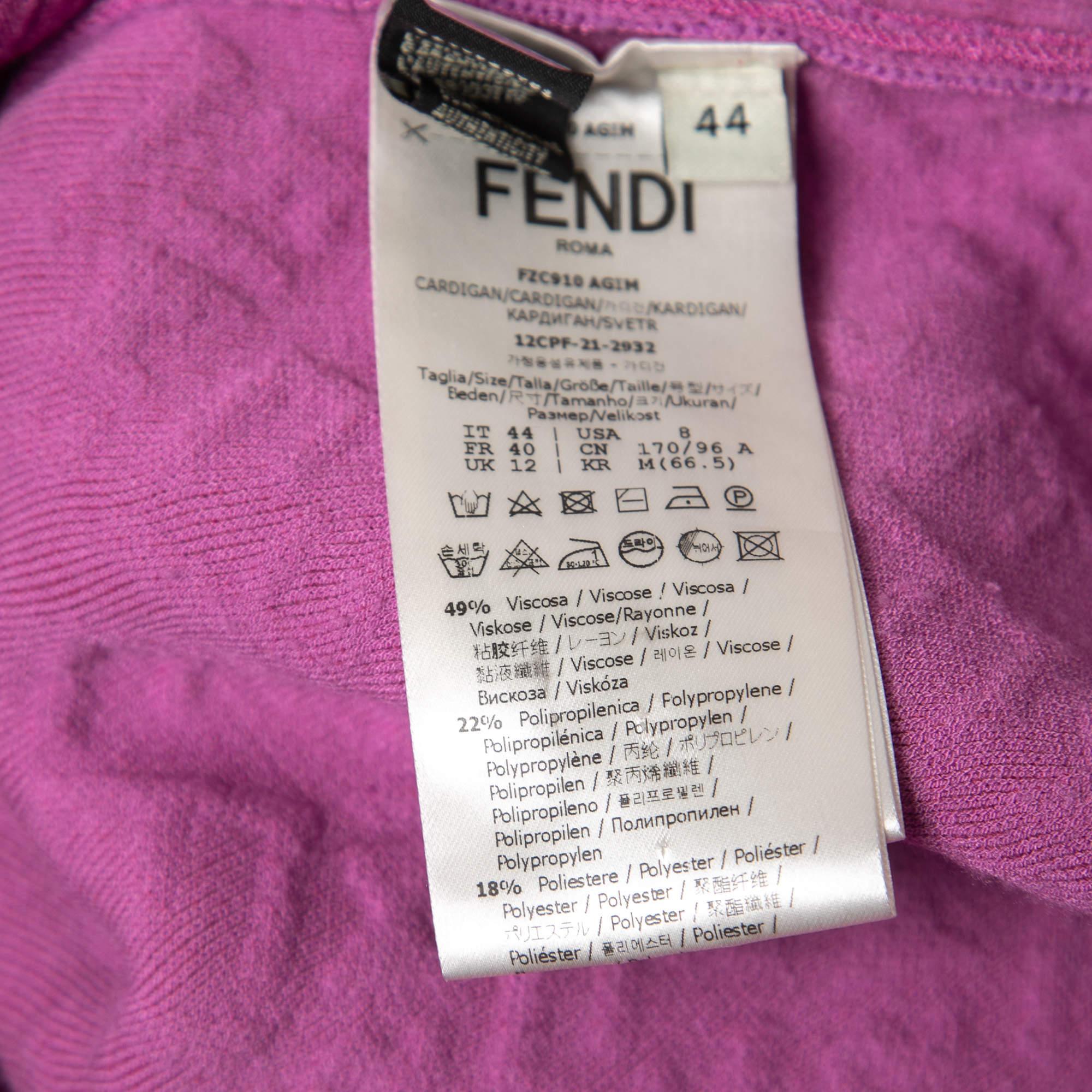 Fendi X Skims Pink Logo Embossed Knit Button Front Belted Cardigan  2