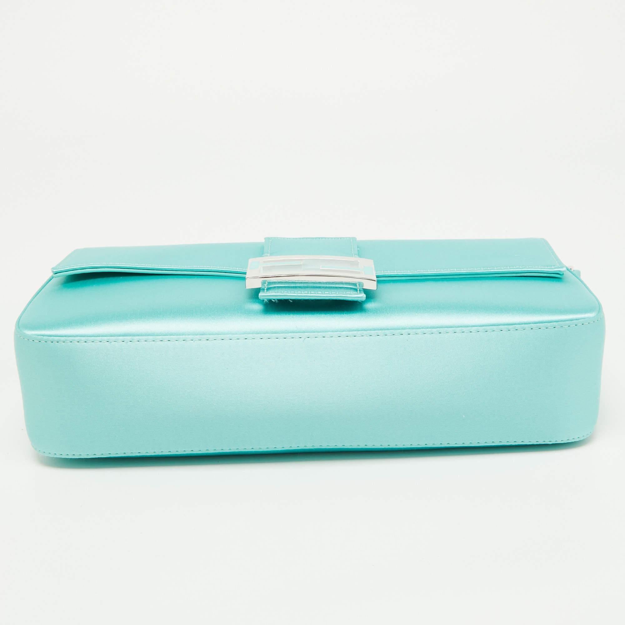 Fendi x Tiffany & Co.Tiffany Blue Satin Baguette Flap Bag 2