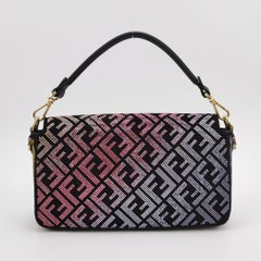 Fendi x Versace Baguette Black Suede With Multi-color Crystal Embellishment