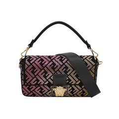 Fendi x Versace Baguette Black Suede With Multi-color Crystal Embellishment