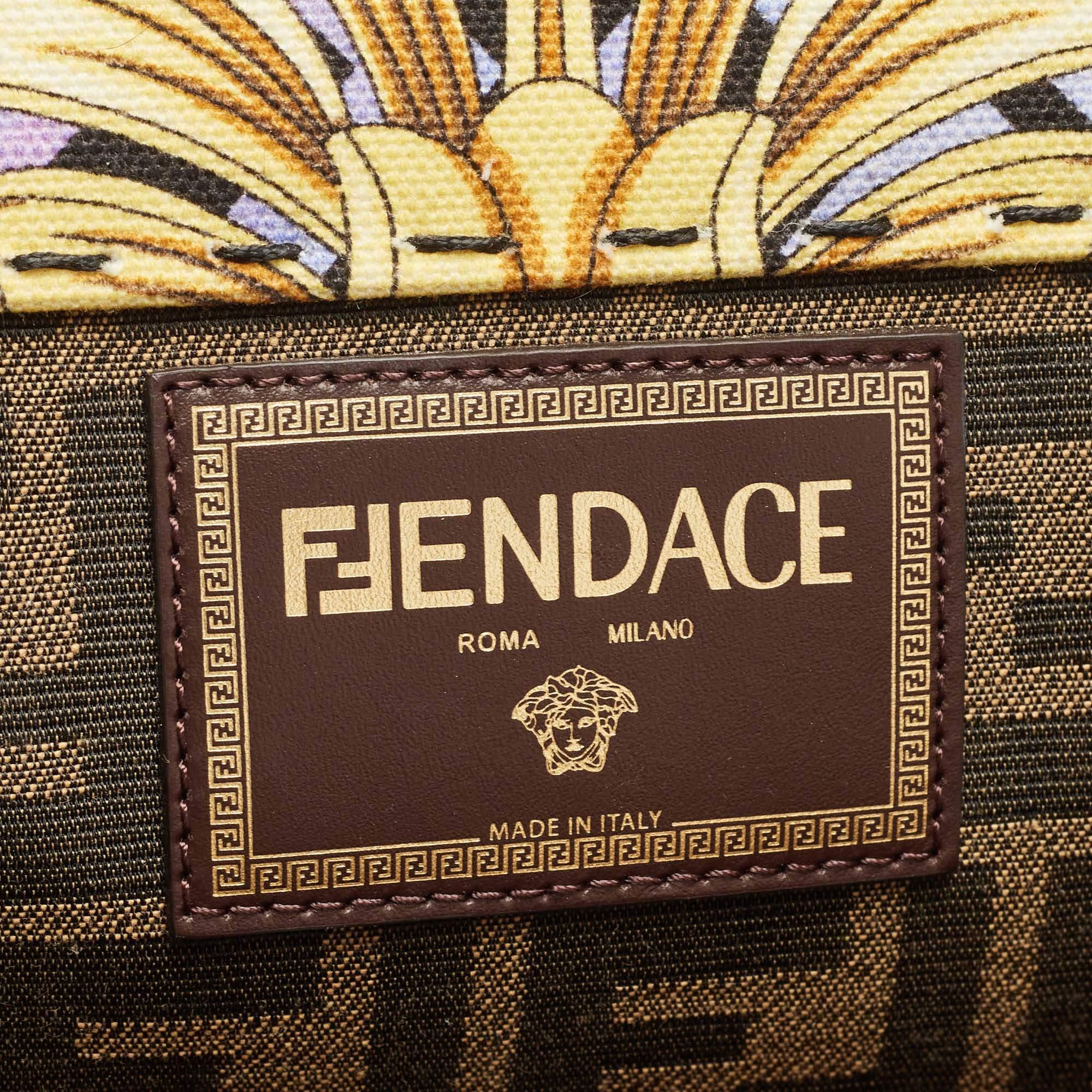 Fendi x Versace Baroque Print Canvas and Leather Large Fendace Sunshine Tote 3