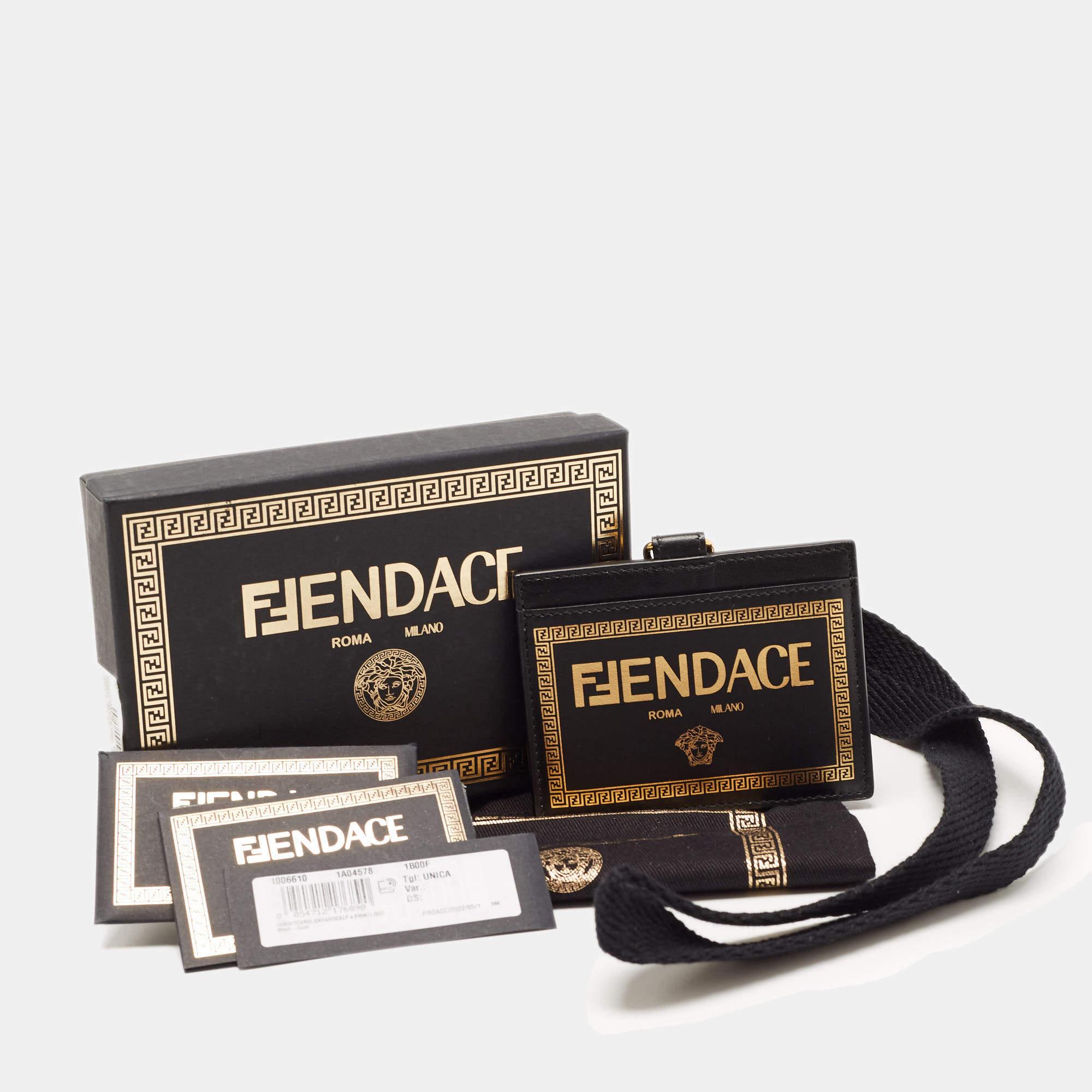 Fendi x Versace Black/Gold Leather Fendace Lanyard Card Holder 1