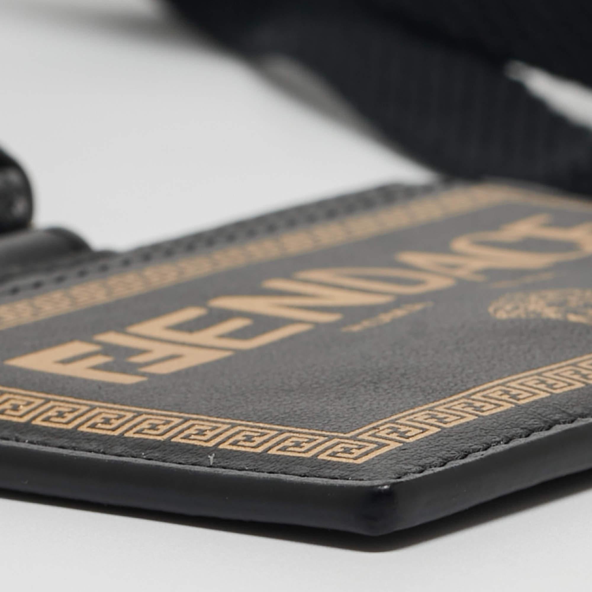 Fendi x Versace Black/Gold Leather Fendace Lanyard Card Holder For Sale 5