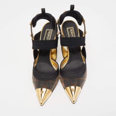 Escarpins en maille et tissu noir/doré Fendi x Versace Taille 37