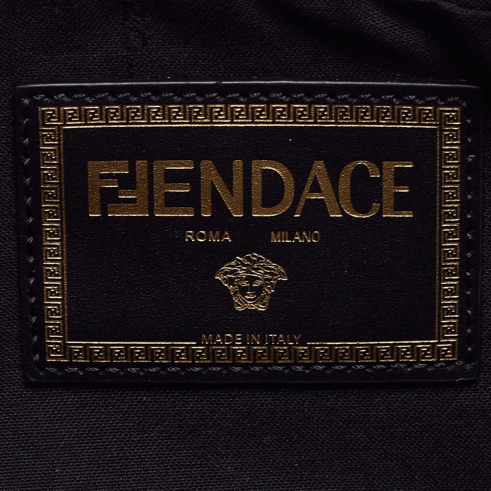Fendi x Versace Black Leather Logo Print Fendace Camera Bag 6