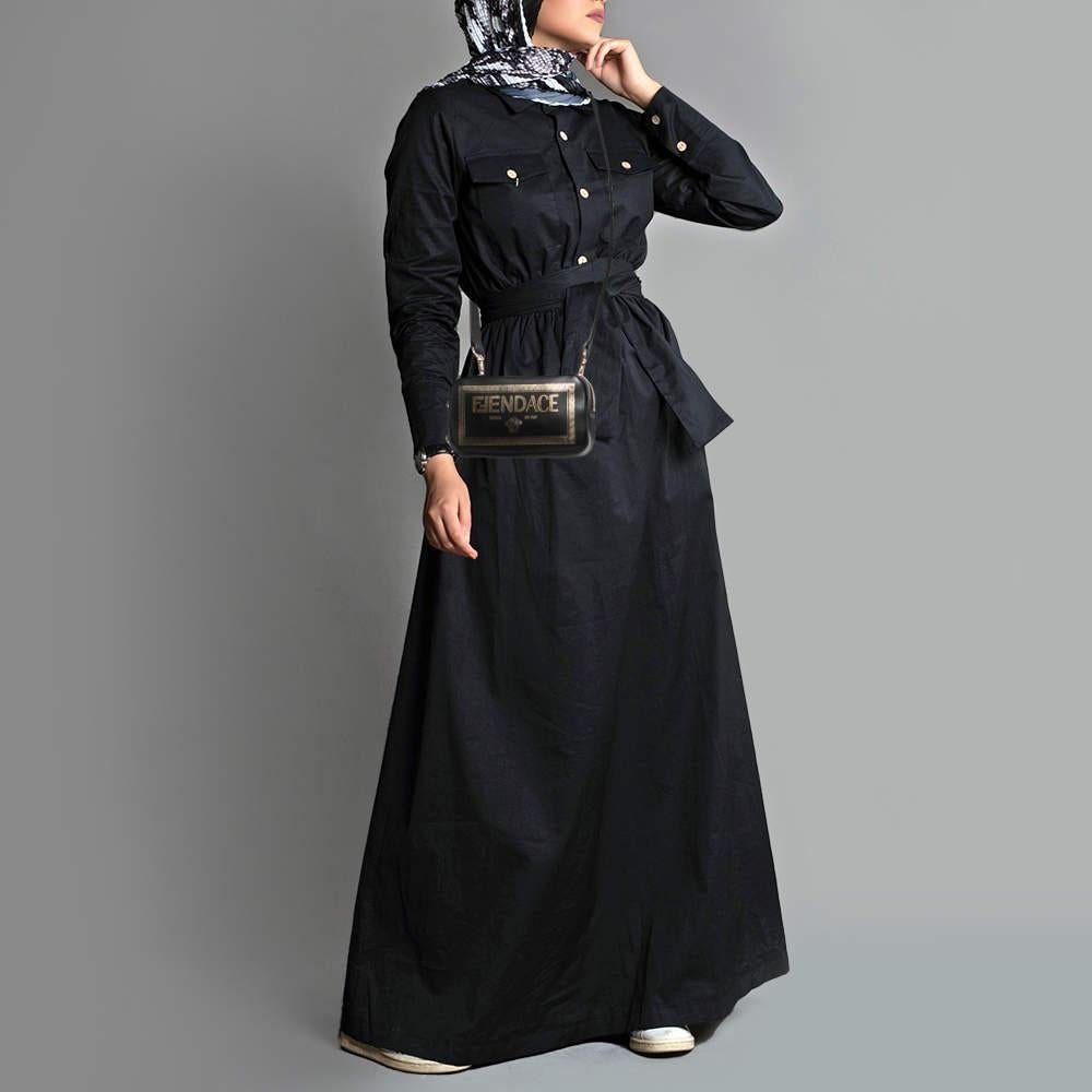 Fendi x Versace Black Leather Logo Print Fendace Camera Bag In New Condition In Dubai, Al Qouz 2