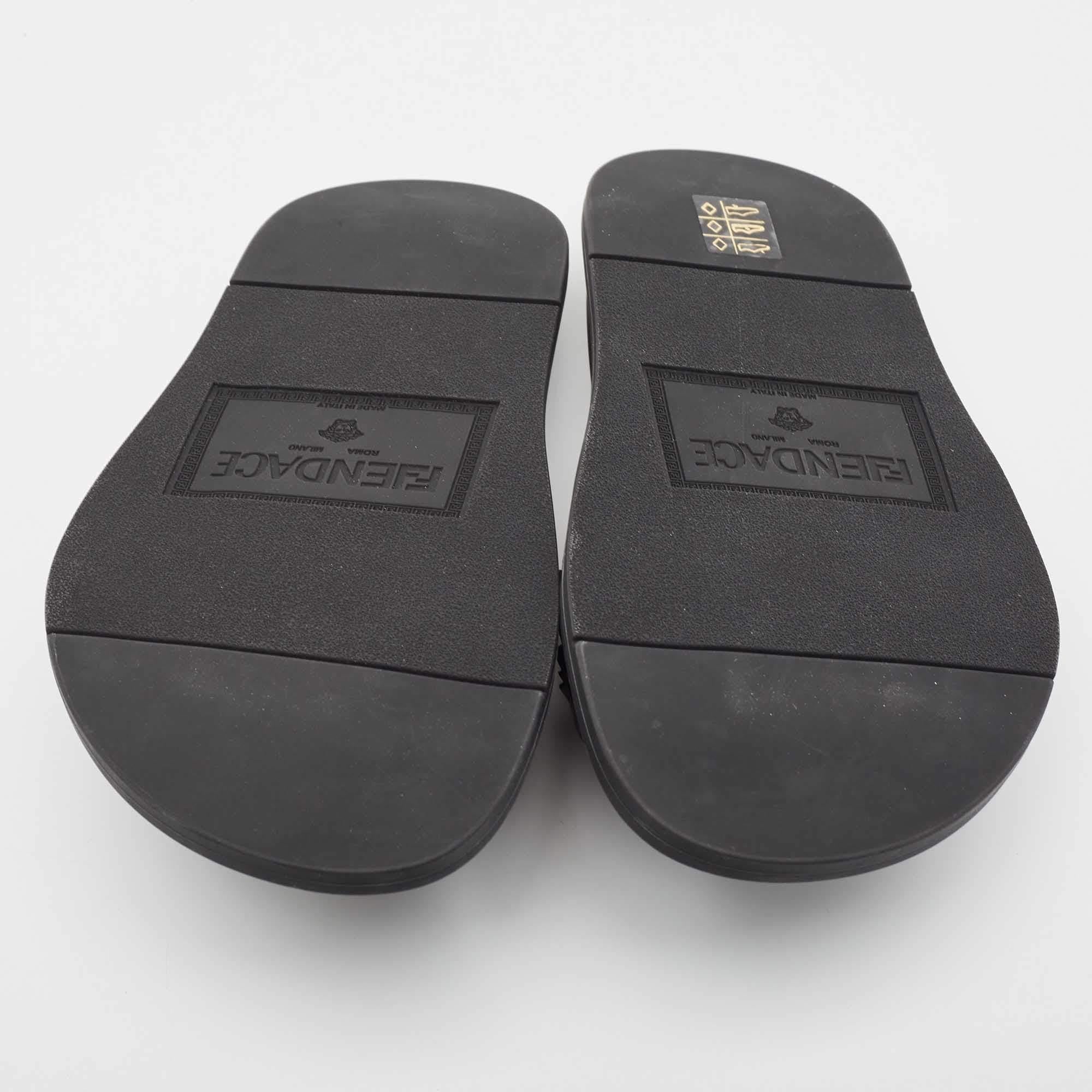 Women's Fendi x Versace Black Rubber Flat Slides Size 37