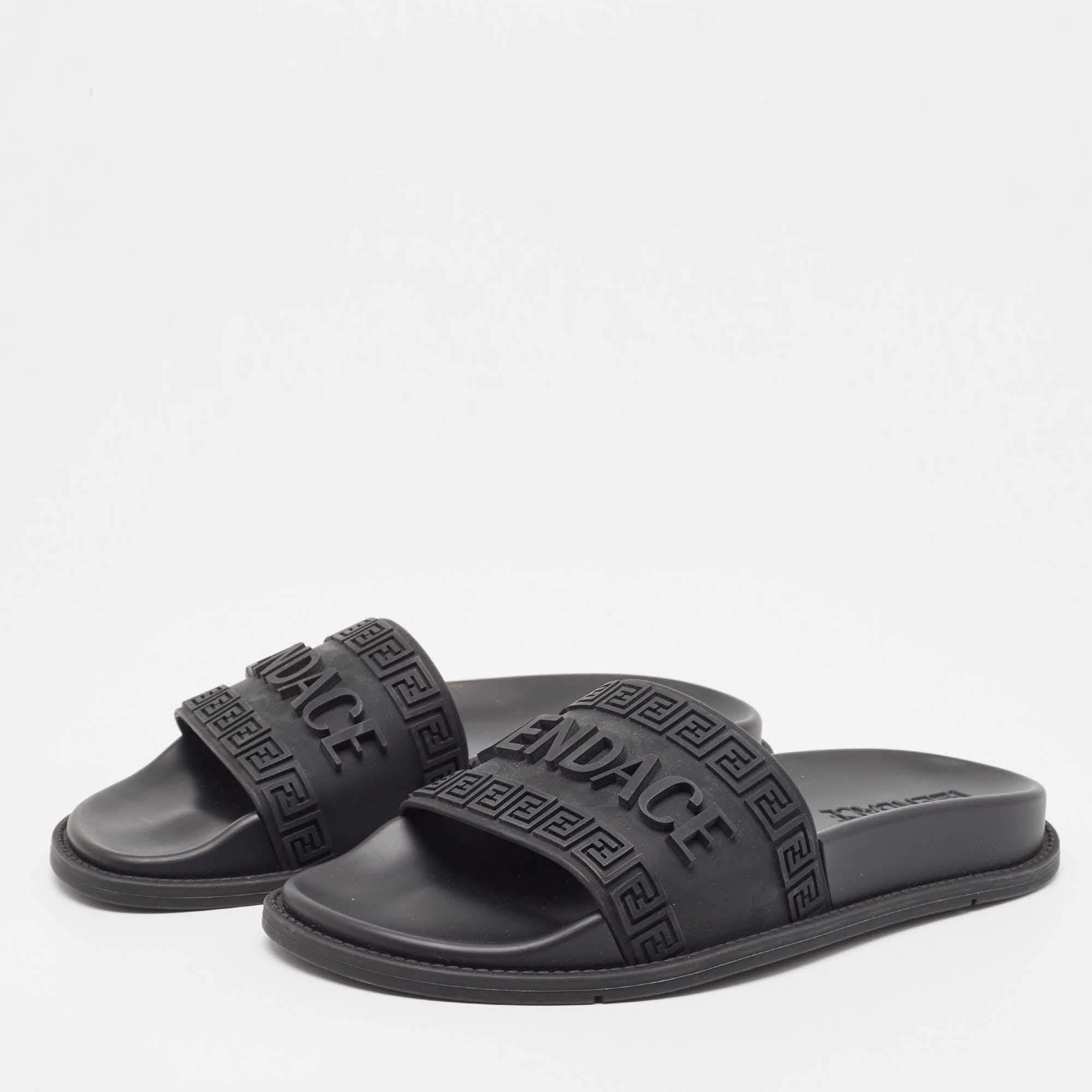 Fendi x Versace Black Rubber Flat Slides Size 37 1