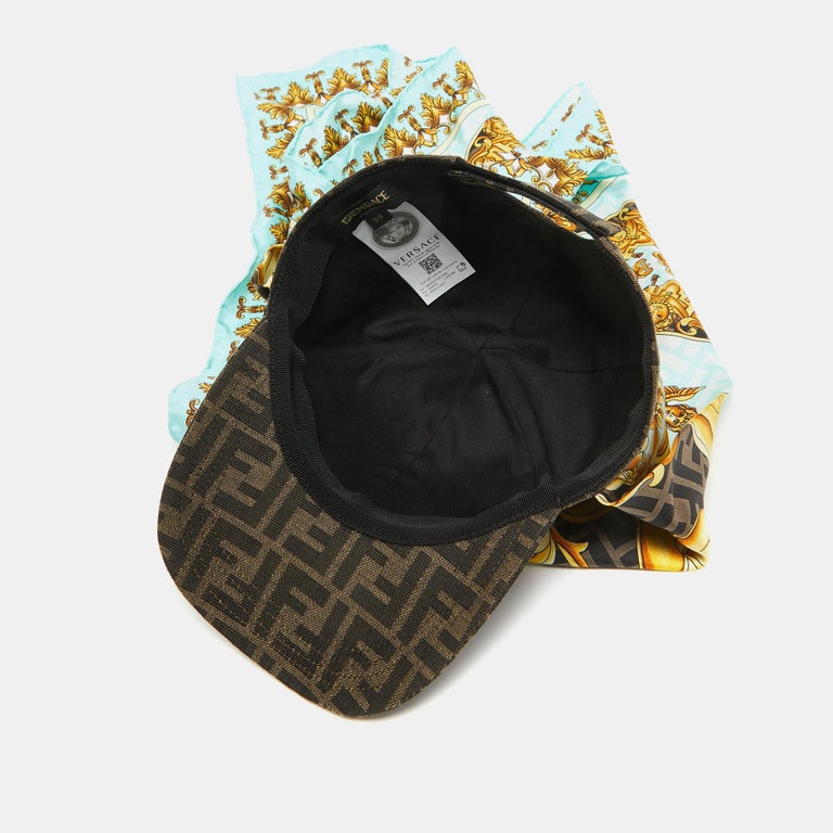 Fendi X Versace Brown Baroque/Foulard Canvas and Silk Scarf  display picture 1