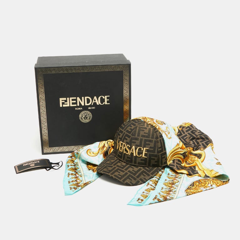 Fendi X Versace Brown Baroque/Foulard Canvas and Silk Scarf  display picture 2