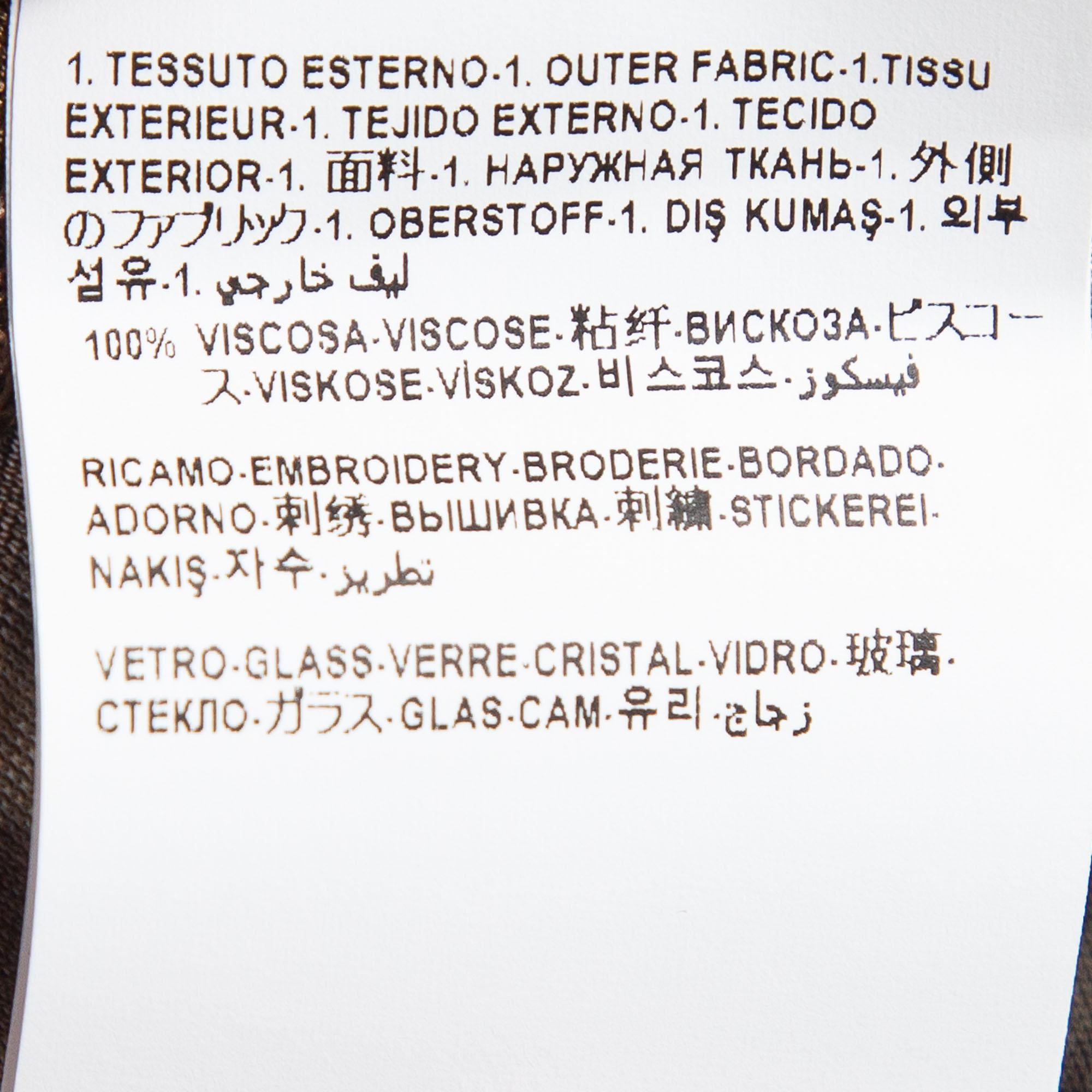 Fendi x Versace Brown Monogram Jersey Crystal Embellished T-Shirt M. en vente 1