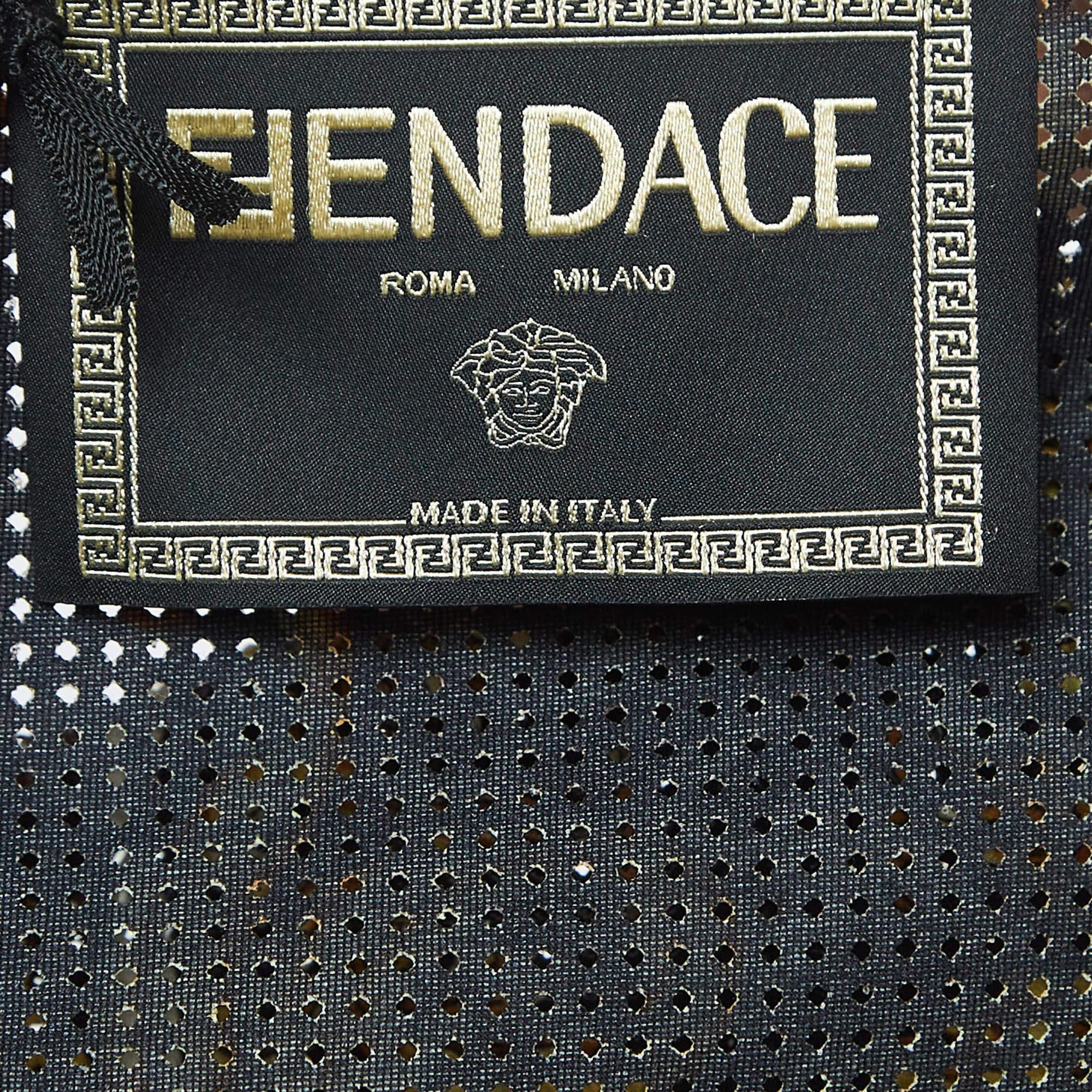Fendi X Versace Brown Zucca Baroque Printed Crystal Embellished Dress M. Neuf - En vente à Dubai, Al Qouz 2