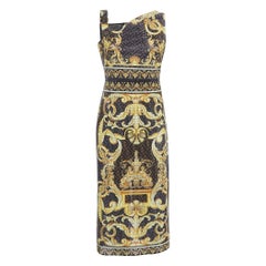 Fendi X Versace Brown Zucca Baroque Printed Crystal Embellished Dress M