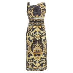 Used Fendi X Versace Brown Zucca Baroque Printed Crystal Embellished Dress M