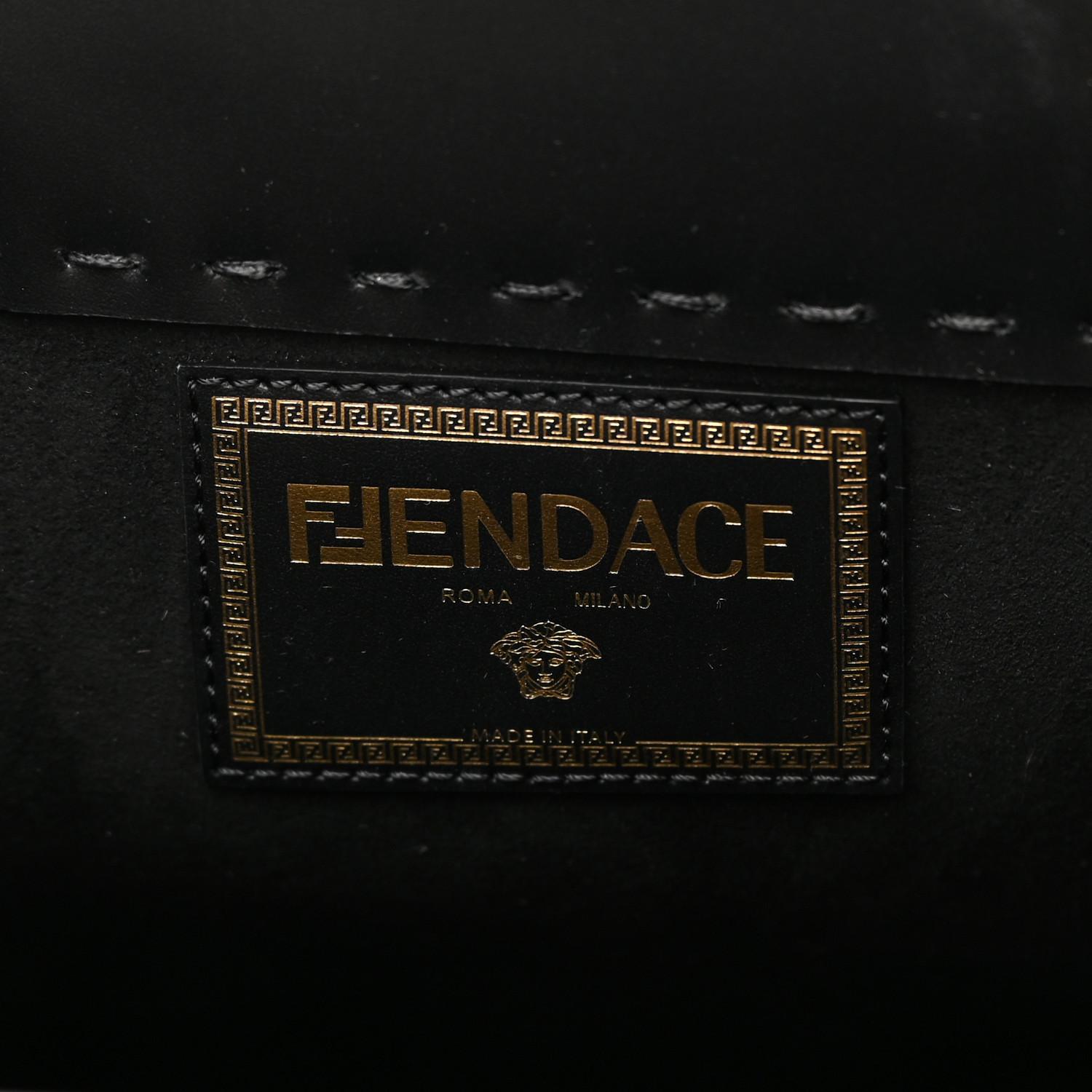 FENDI X VERSACE Calfskin Fendace Medium Fendi Sunshine Shopper Tote Black For Sale 1