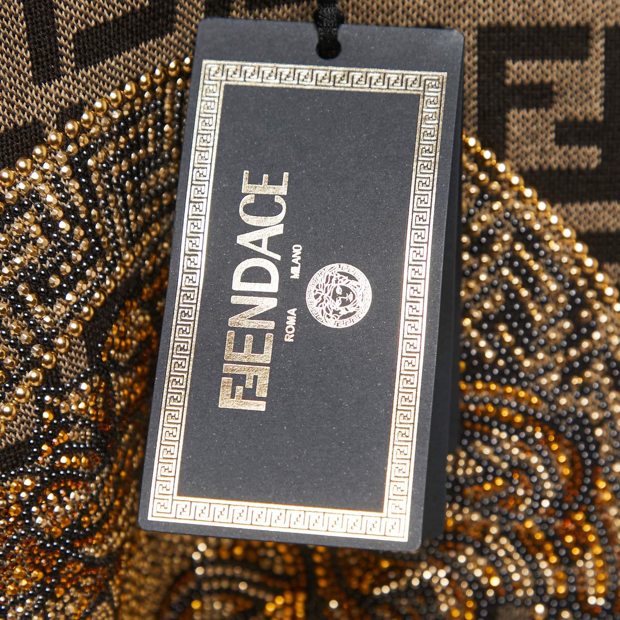 Women's Fendi X Versace Fendace Brown Logo Monogram & Studded Wool Knit Sweatshirt M