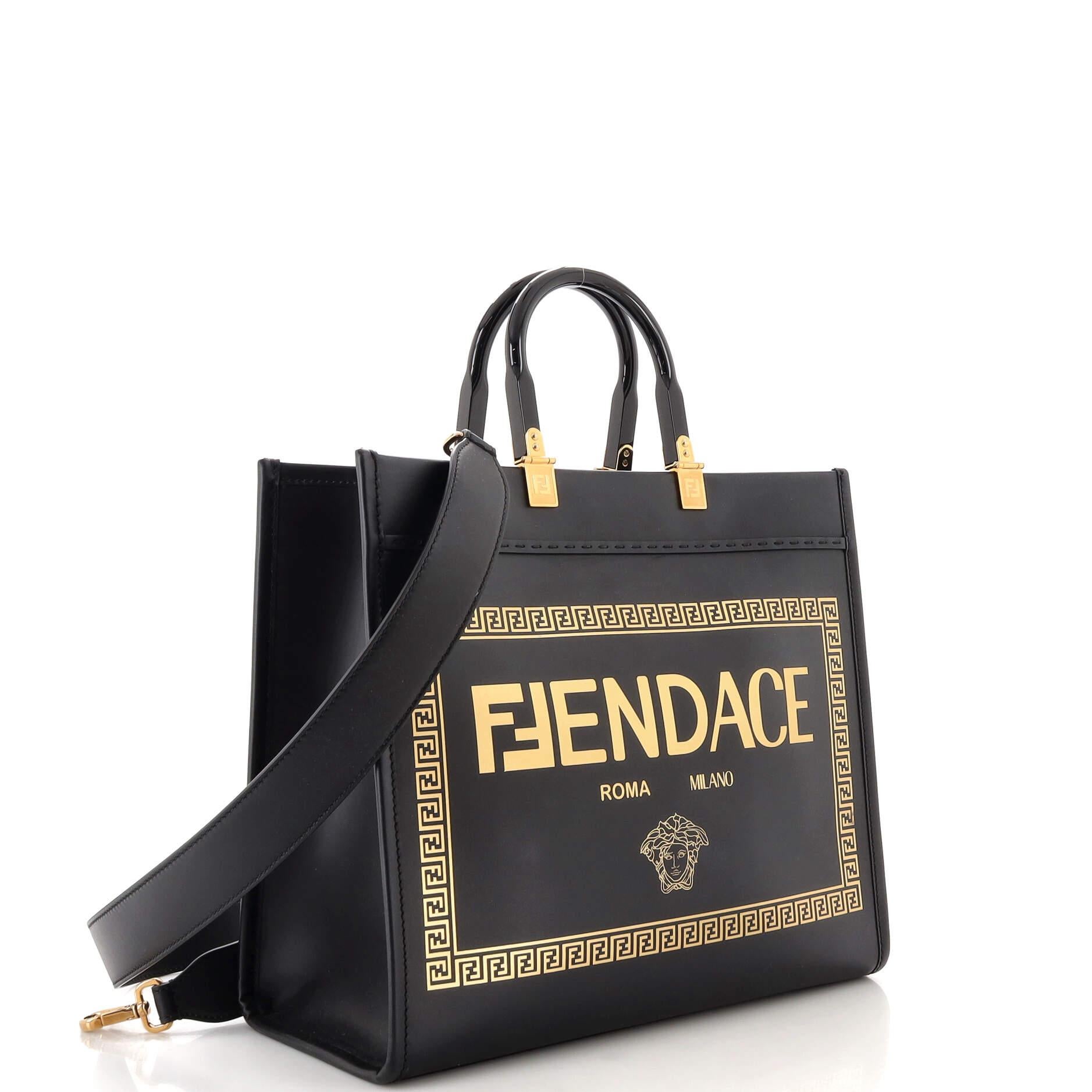 New Versace X Fendi Fendace Collaboration Large Flat Pouch Black Gold SOLD  OUT