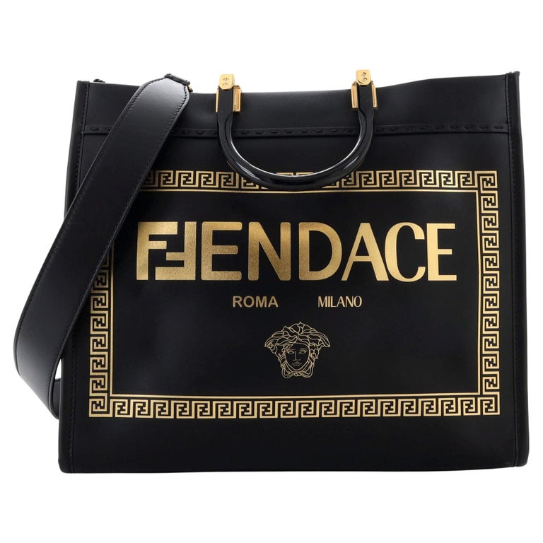 New Versace X Fendi Fendace Collaboration Large Flat Pouch Black Gold SOLD  OUT
