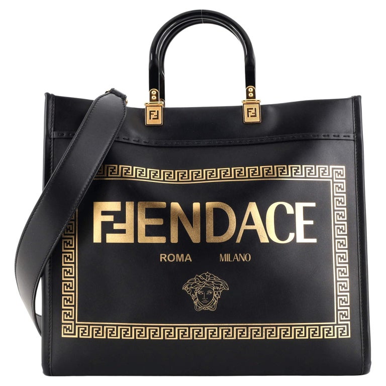 RARE Versace X Fendi Fendace Collaboration Sunshine Shopper Tote Bag F/S