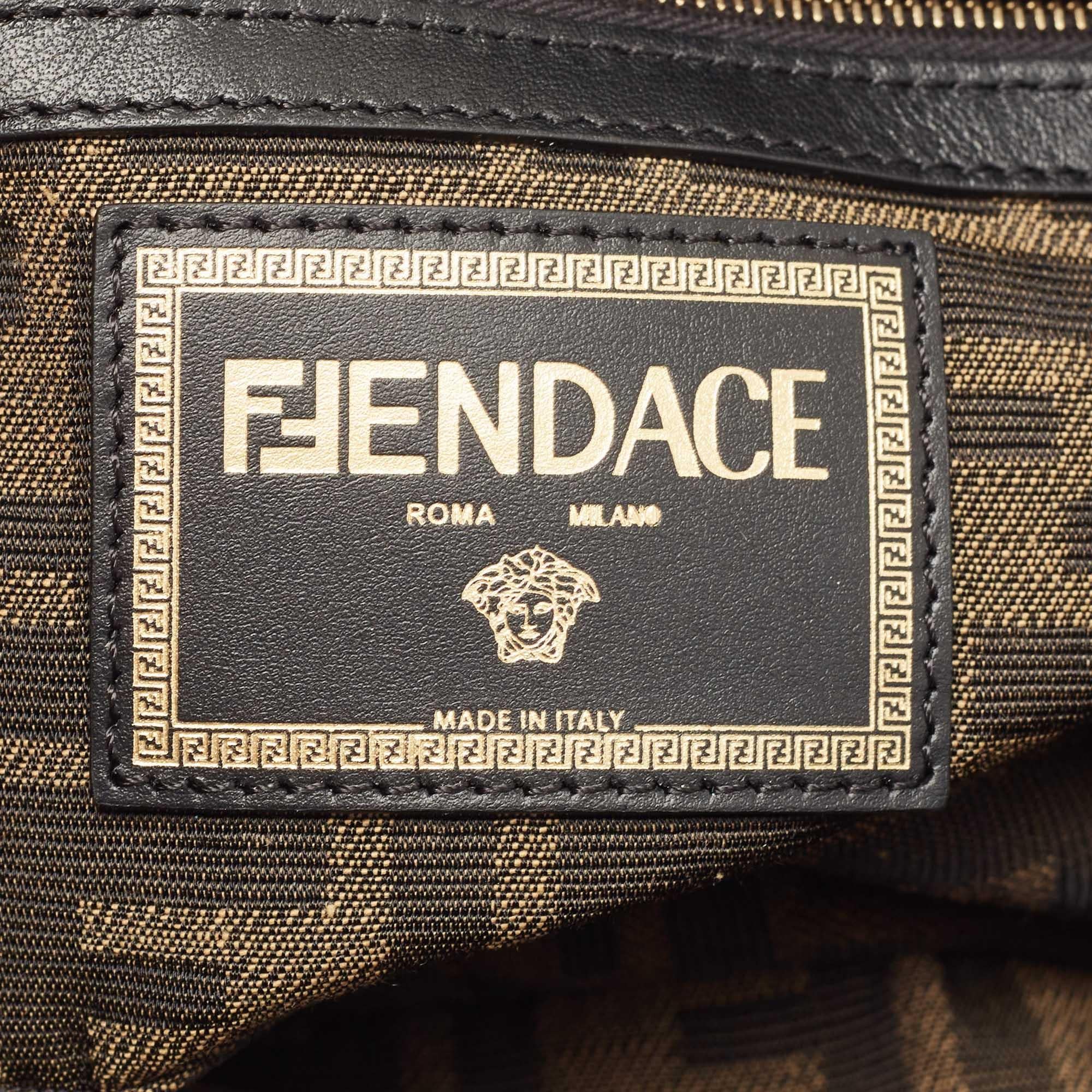 Fendi x Versace Fendace Denim and Leather Fendace Patchwork Baguette Bag 6