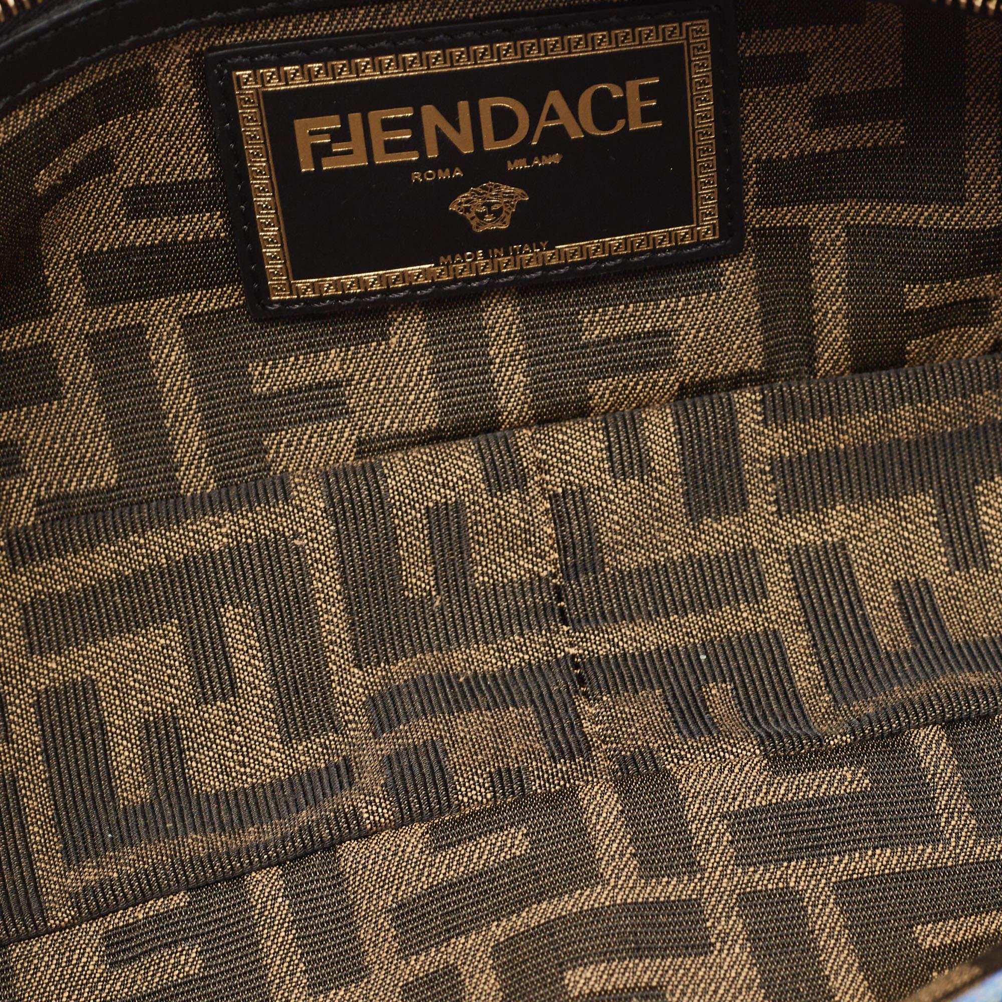 Fendi x Versace Fendace Denim and Leather Fendace Patchwork Baguette Bag 8