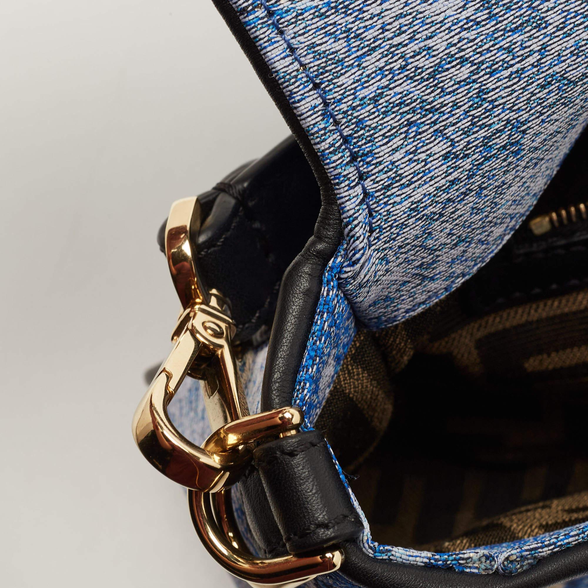 Fendi x Versace Fendace Denim and Leather Fendace Patchwork Baguette Bag 2