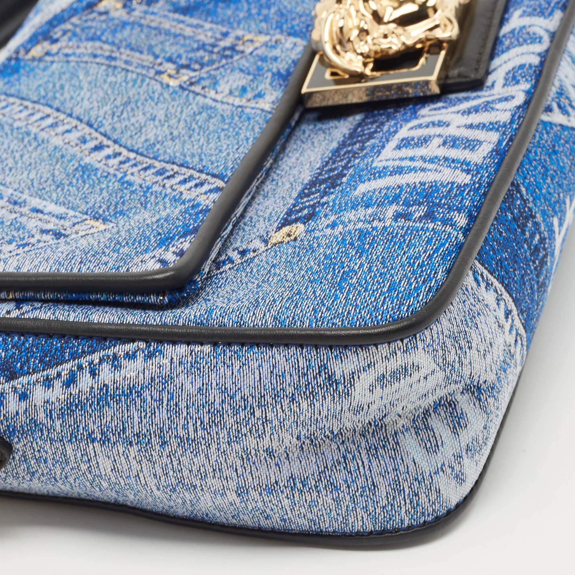 Fendi x Versace Fendace Denim and Leather Fendace Patchwork Baguette Bag 4