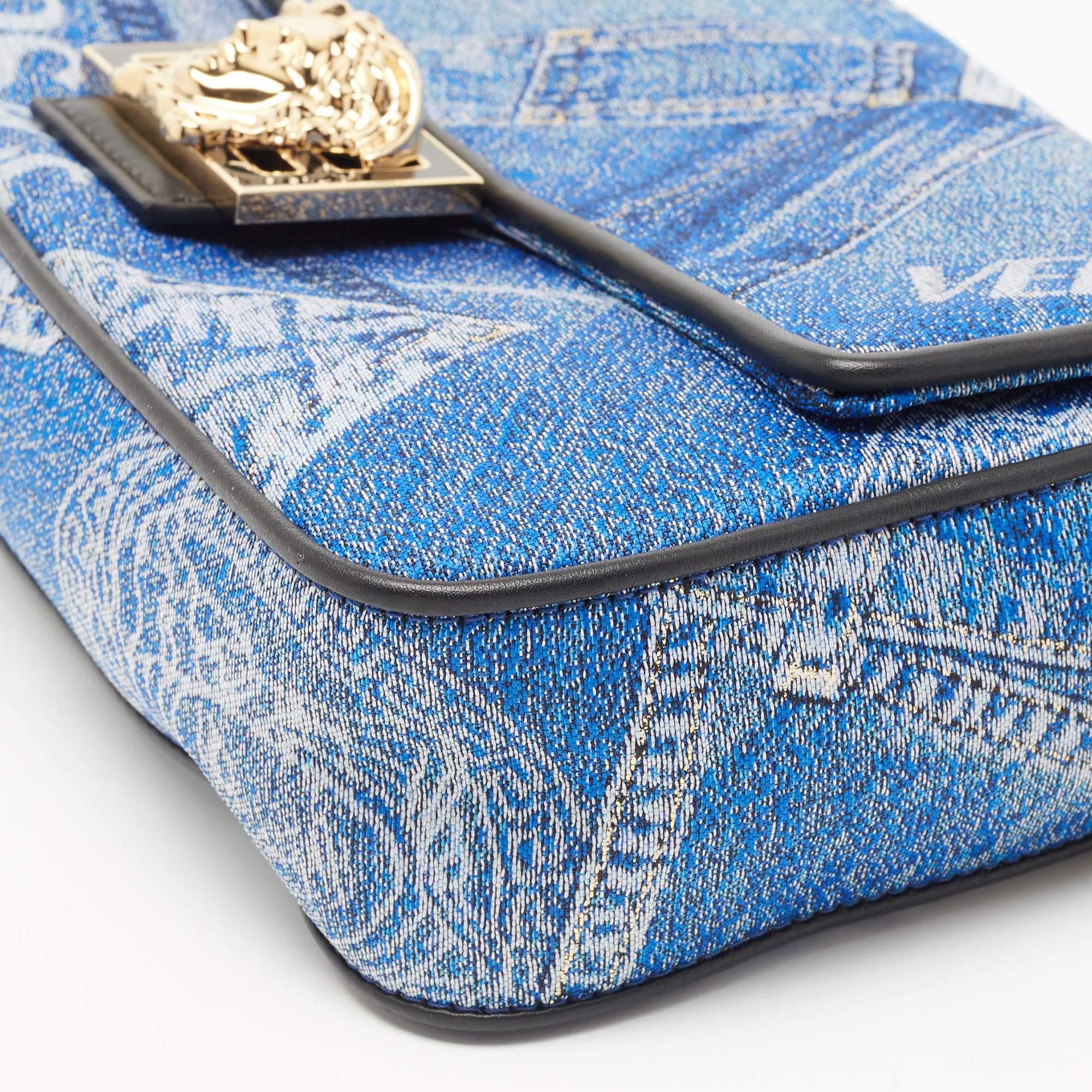Fendi x Versace Fendace Denim and Leather Fendace Patchwork Baguette Bag 5
