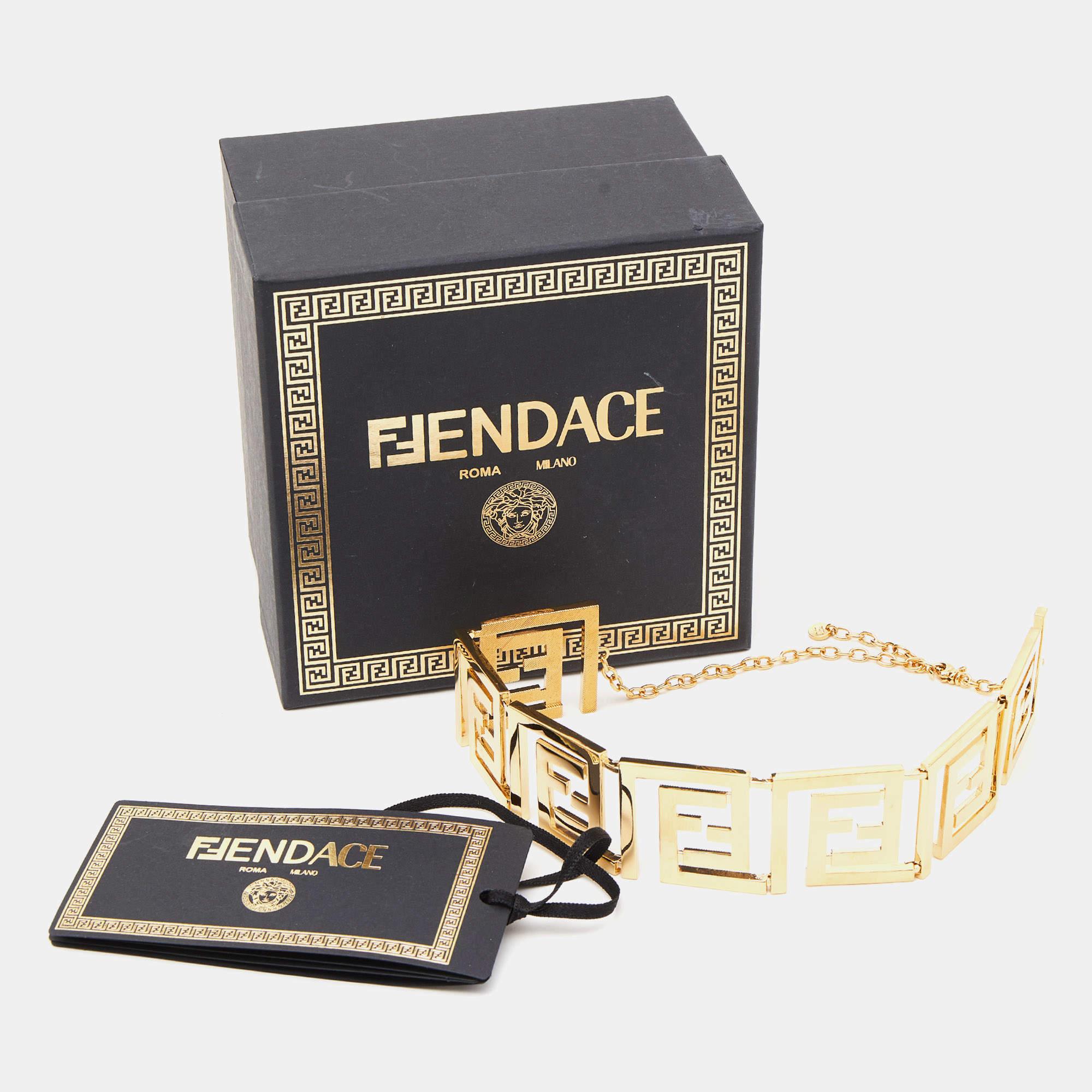 Fendi x Versace Fendace Gold Tone Choker Necklace 3