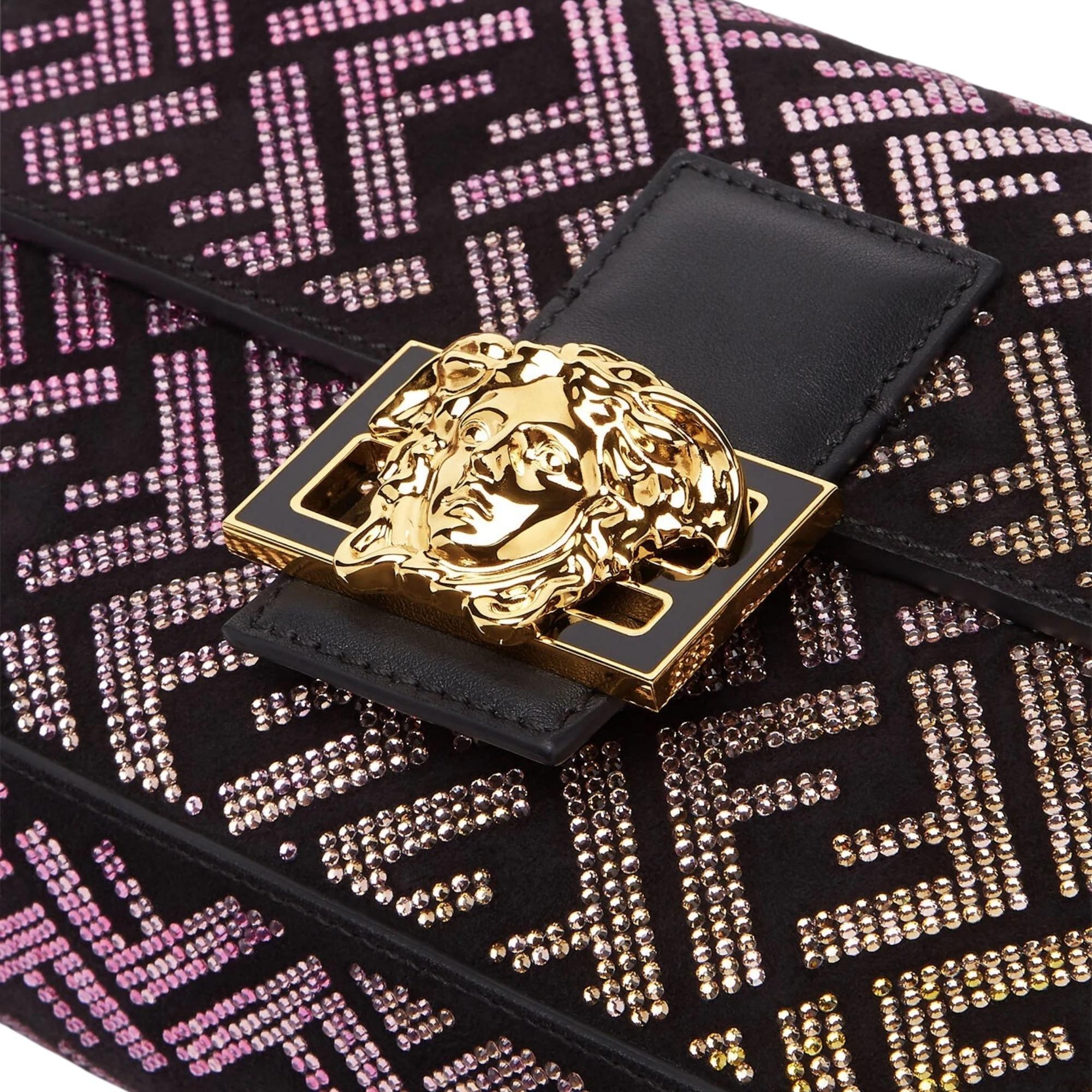 Black Fendi X Versace Fendace Gradient Crystal Baguette Shoulder Bag