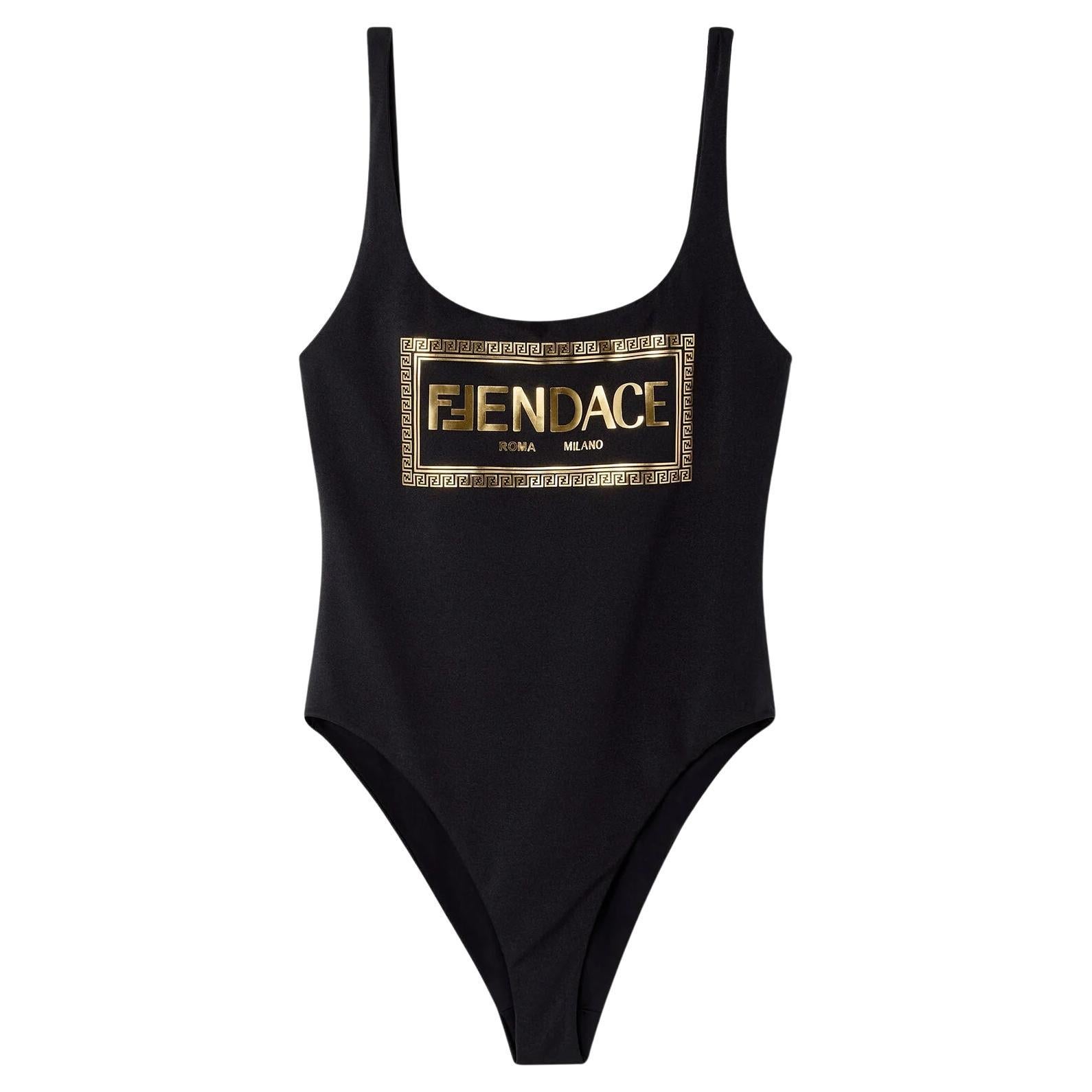 FENDI x VERSACE Fendace Logo One-Piece Swimsuit For Sale