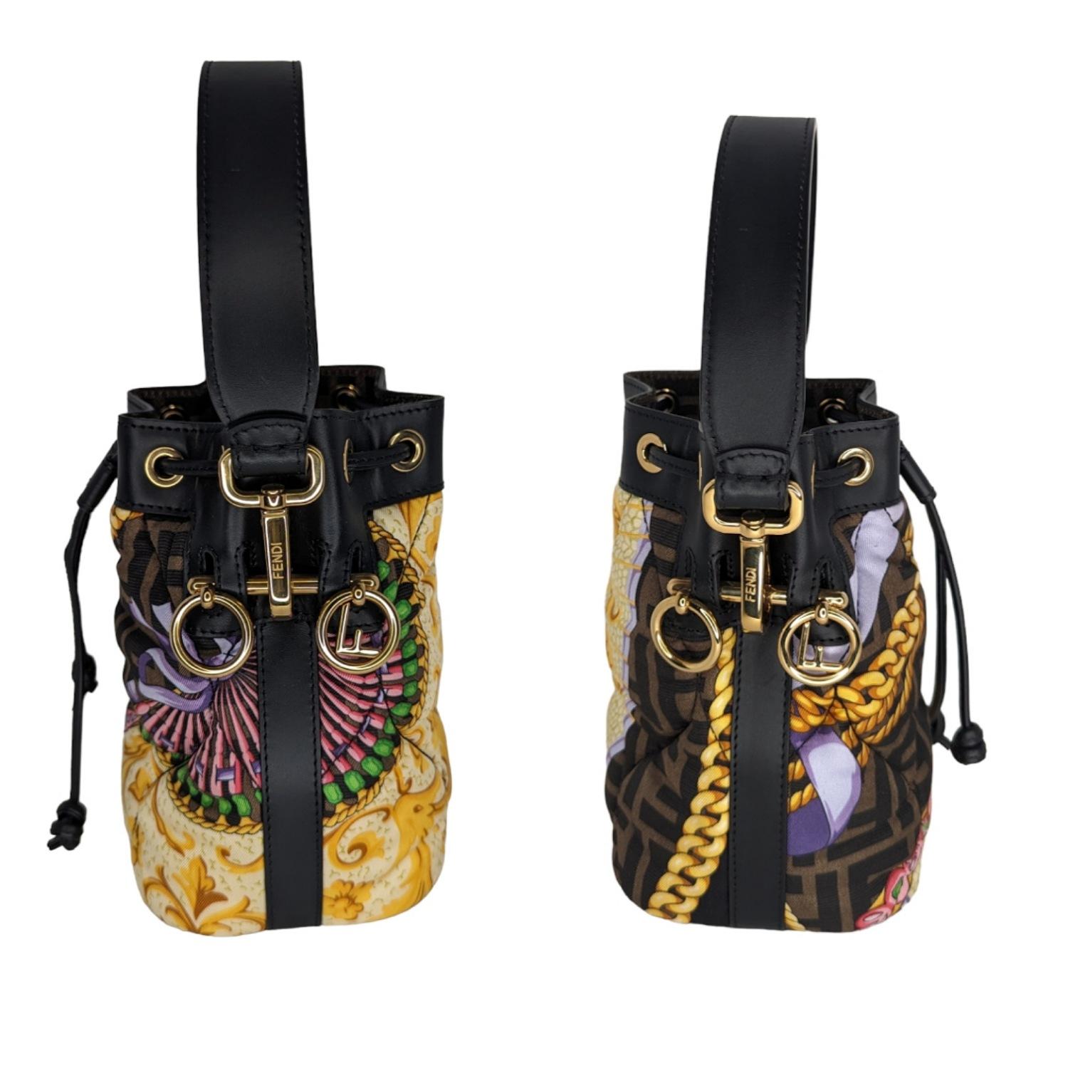 Fendi x Versace Fendace Mon Tresor Zucca Baroque Bucket Bag In Excellent Condition In Scottsdale, AZ