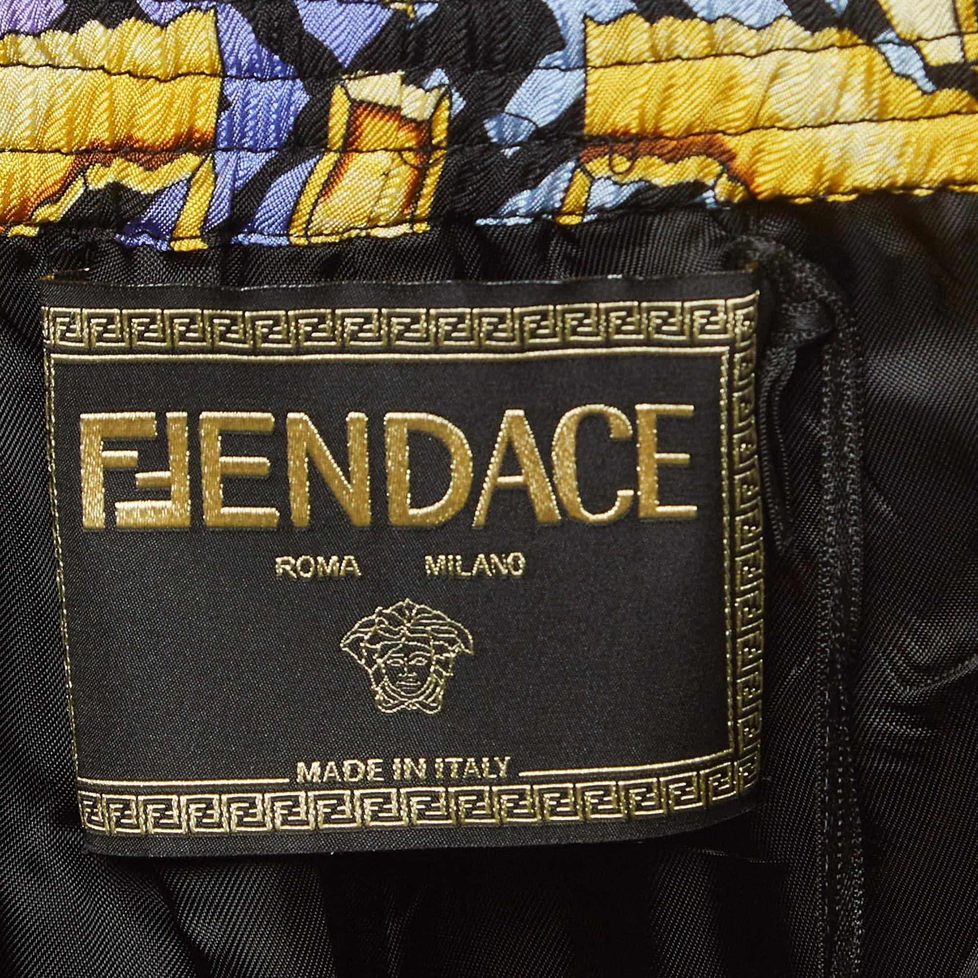 Women's Fendi X Versace Monogram Baroque Print Silk jogger Shorts M