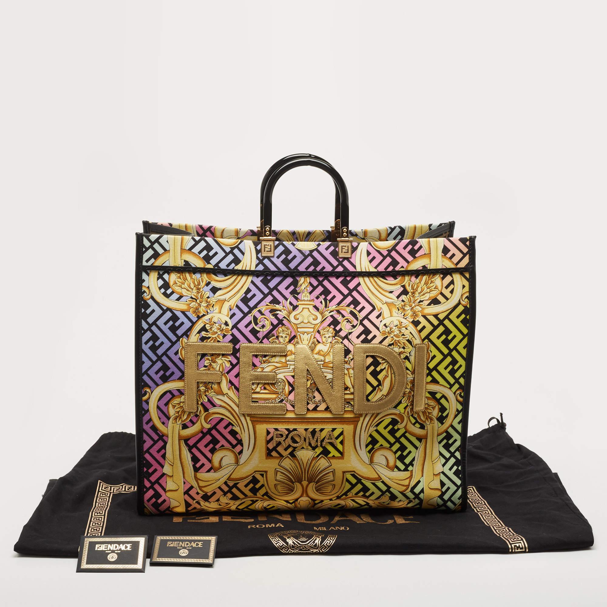 Fendi x Versace Multicolor Baroque Print Canvas and Leather Large Fendace Sunshi 7