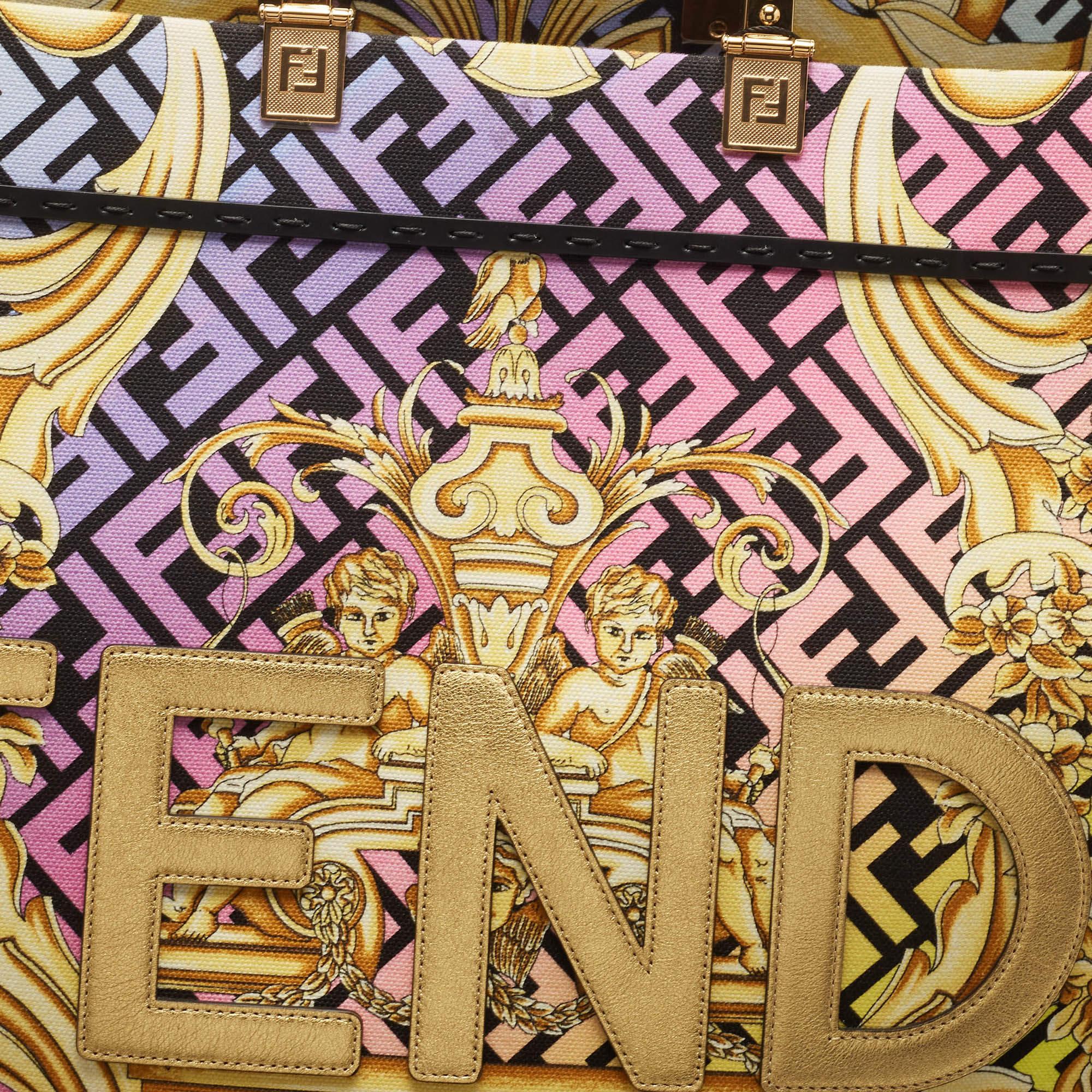 Fendi x Versace Multicolor Baroque Print Canvas and Leather Large Fendace Sunshi 4